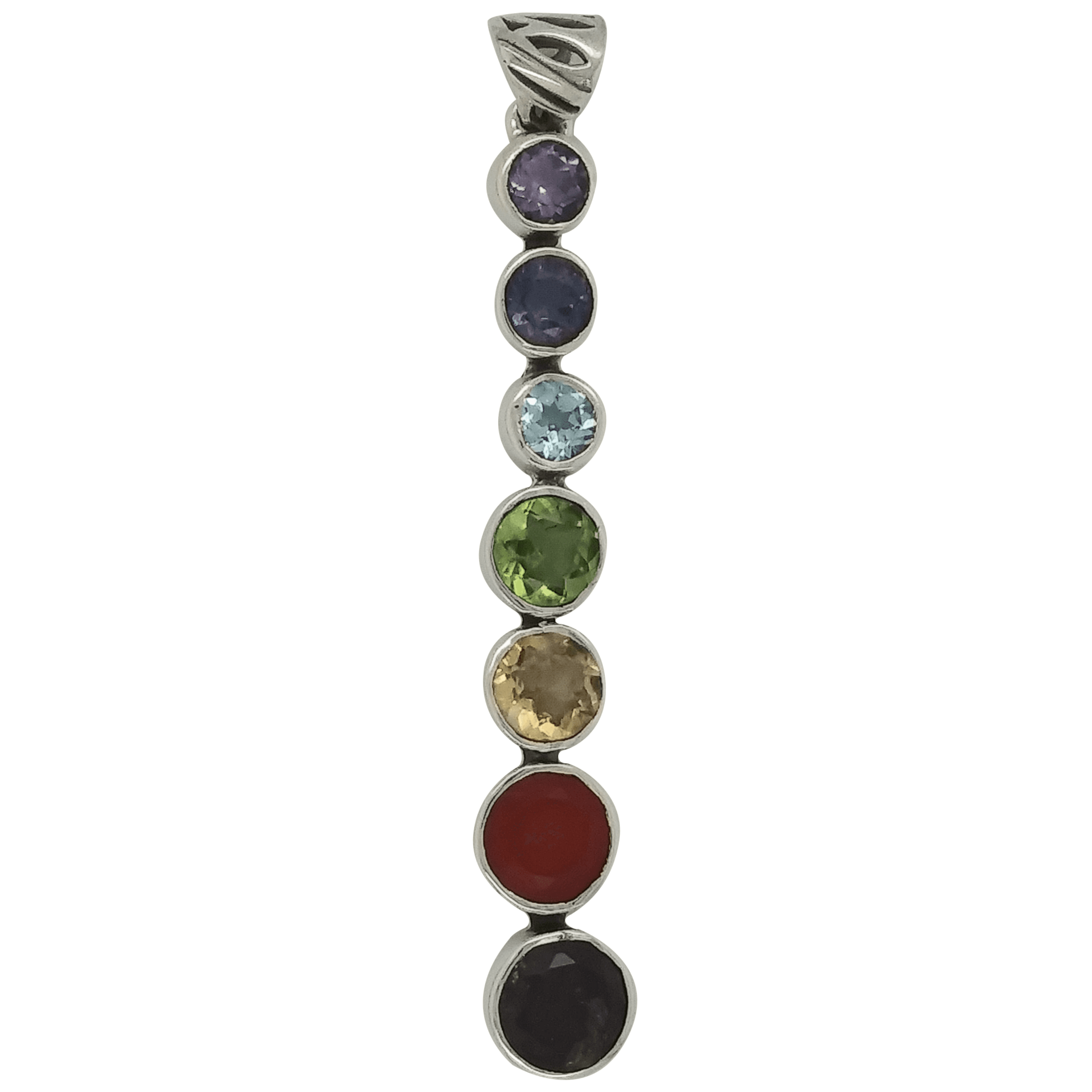 Sterling Silver Multi-Stone Chakra Pendant image