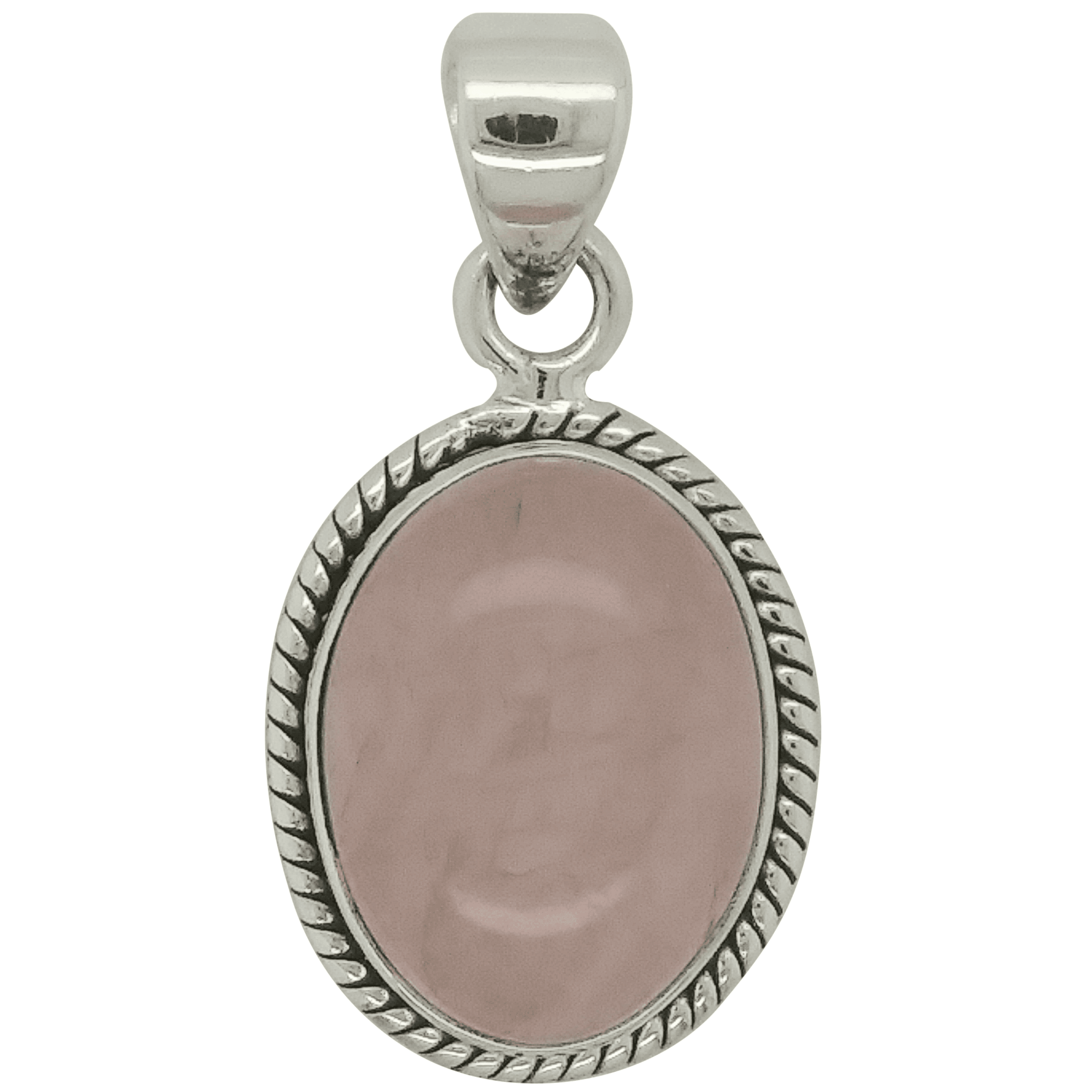 Sterling Silver Oval Rose Quartz Gemstone Pendant image