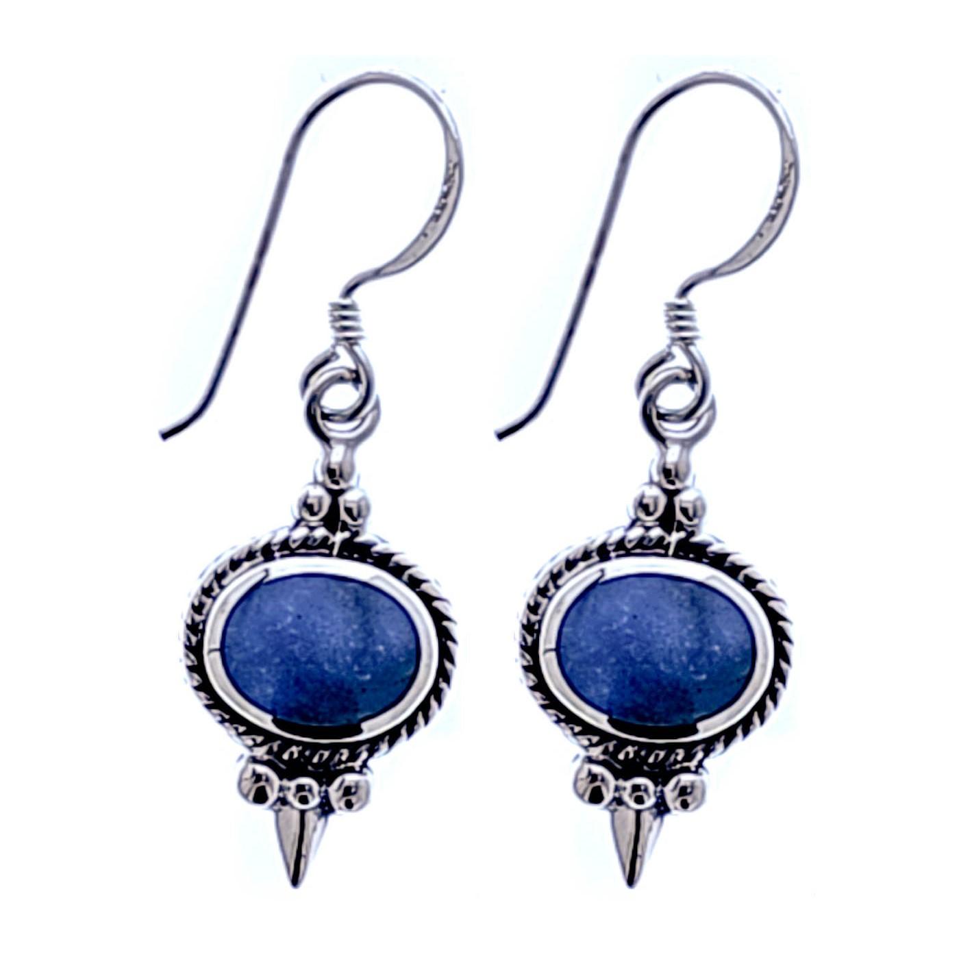 Sterling Silver Beaded Oval Genuine Turquoise Earrings image