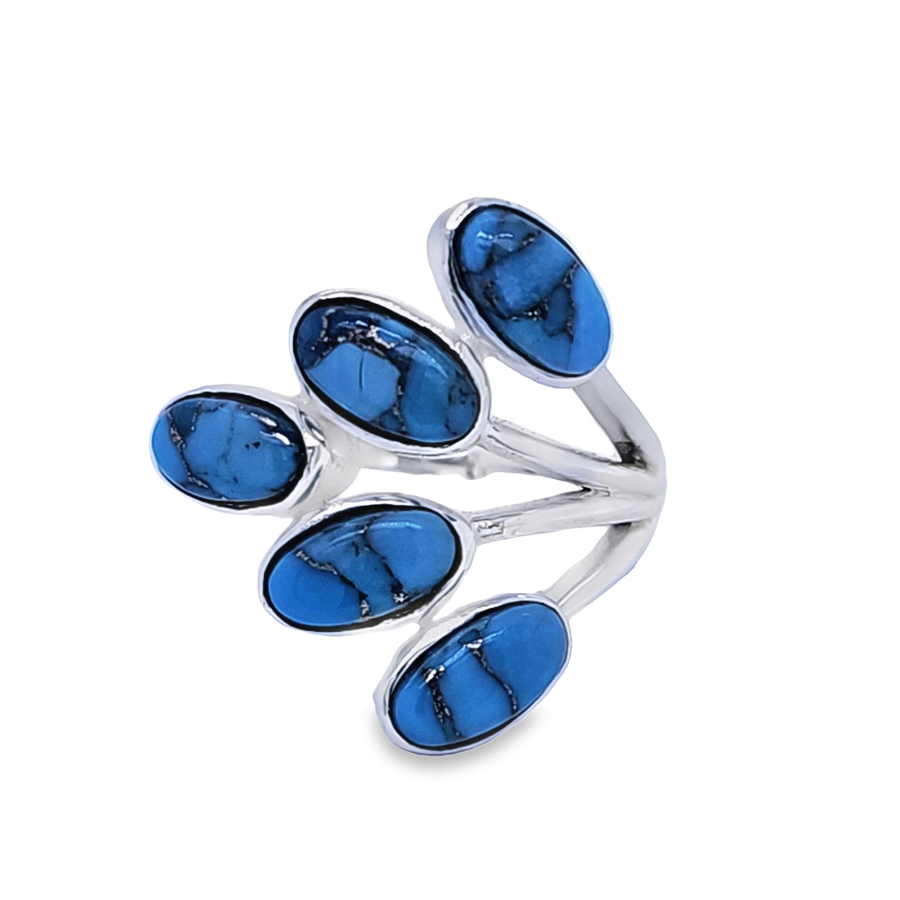 Sterling Silver Copper Turquoise Ring - Multi-Stone Modern Design image