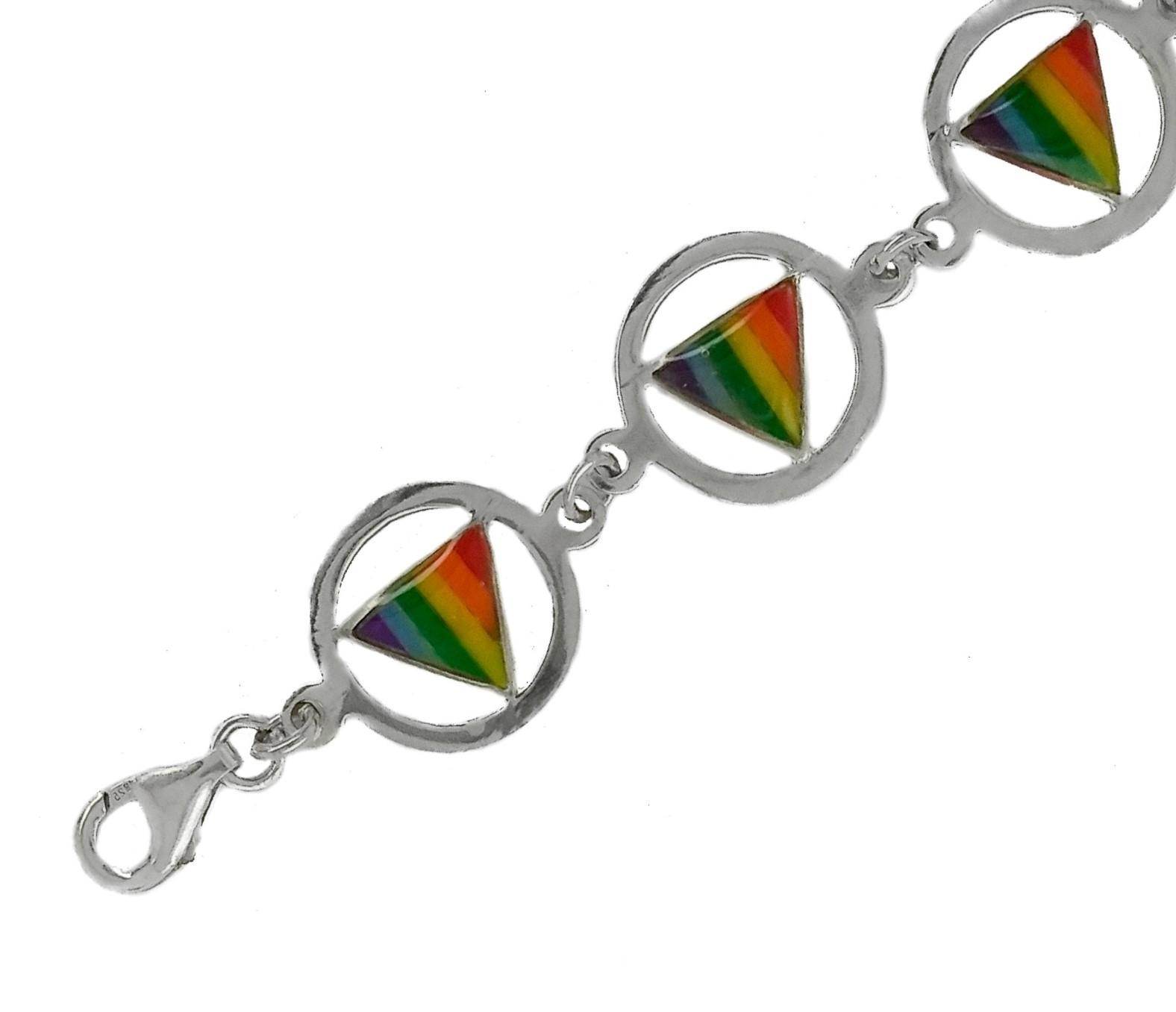 Sterling Silver Inverse Triangle Pride Bracelet (7.5 inches) image