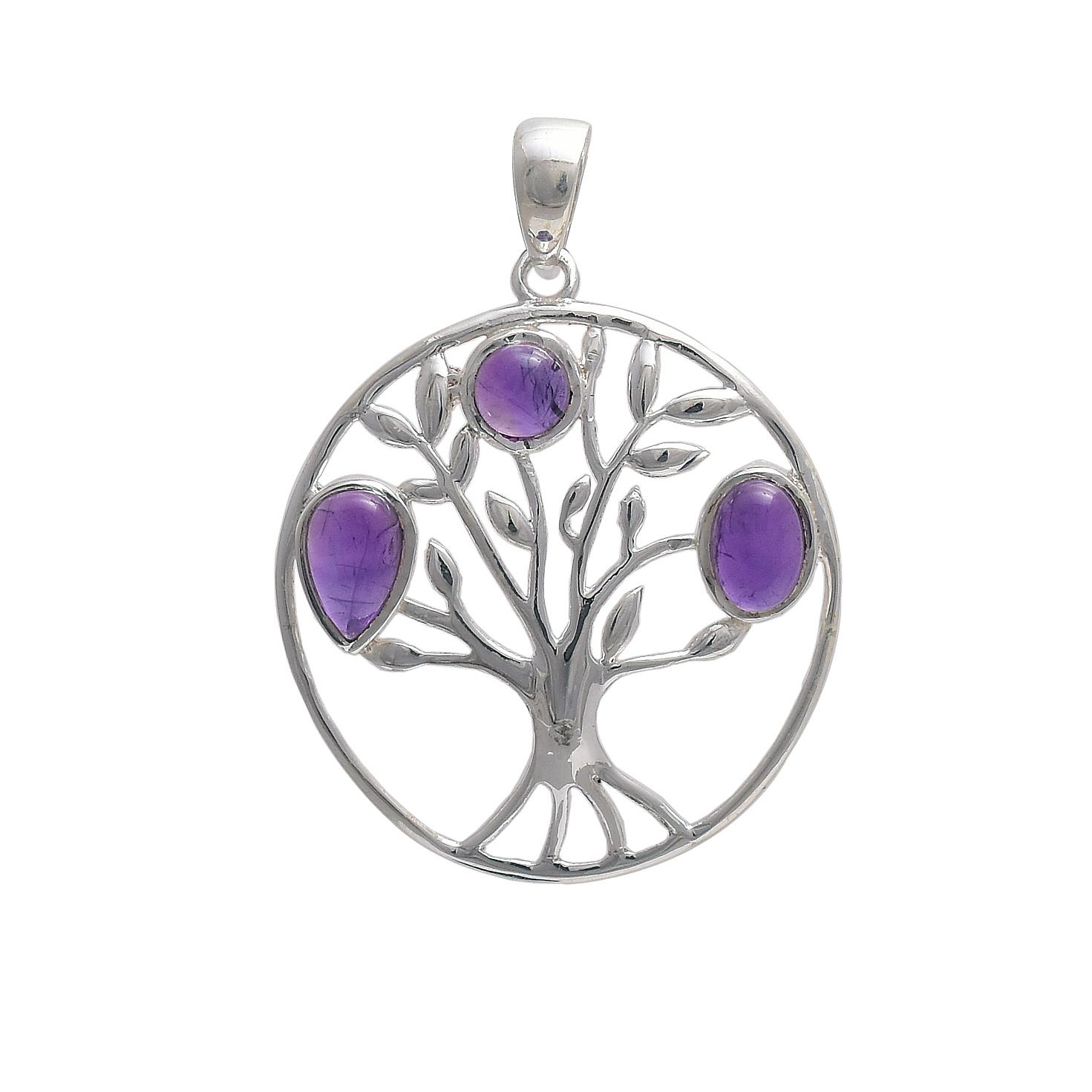 Sterling Silver Tree of Life Amethyst Pendant image