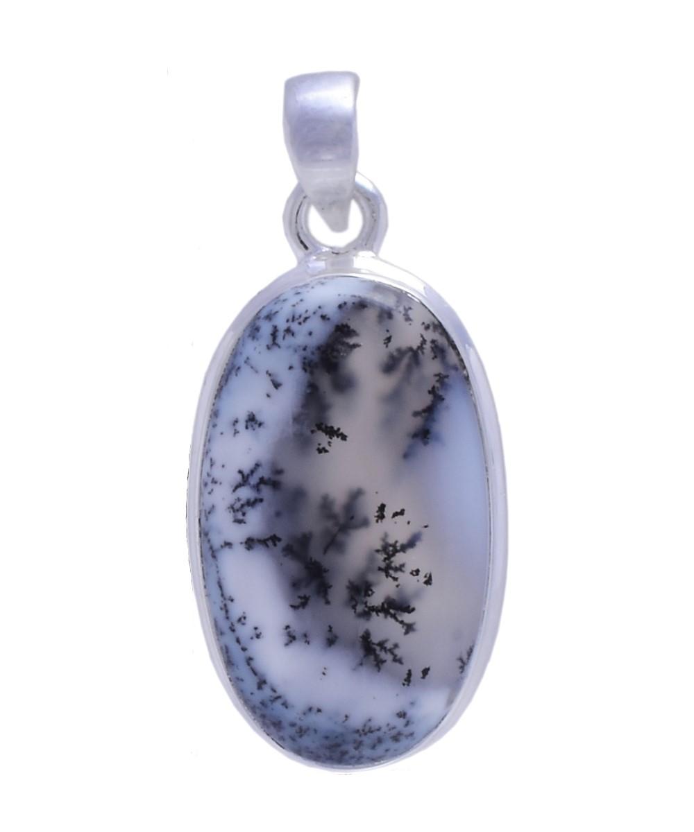 Sterling Silver Dendrite Opal Oval Pendant (INDP-299) image