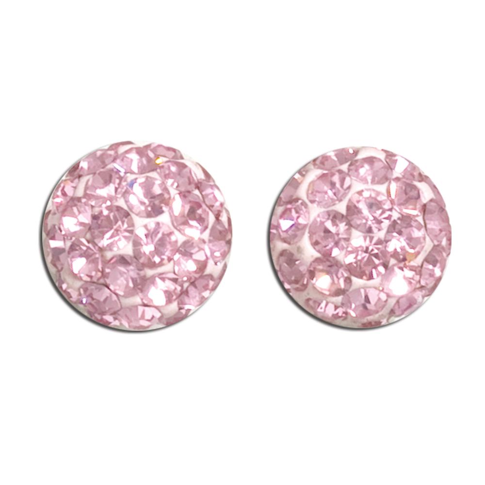 Sterling Silver Pink Crystal Ball Studs (7.5 mm) image
