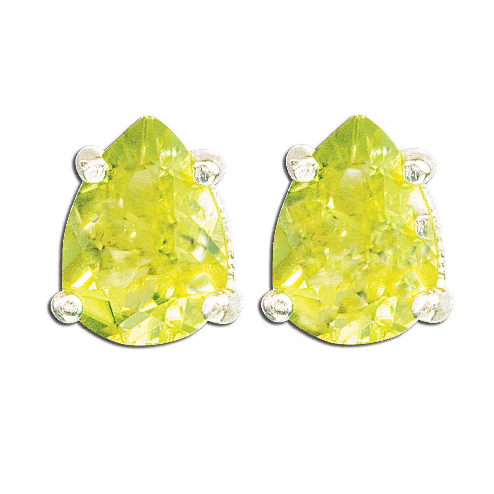 Sterling Silver Tear Drop Genuine Peridot Stud Earrings (5x7 mm) image