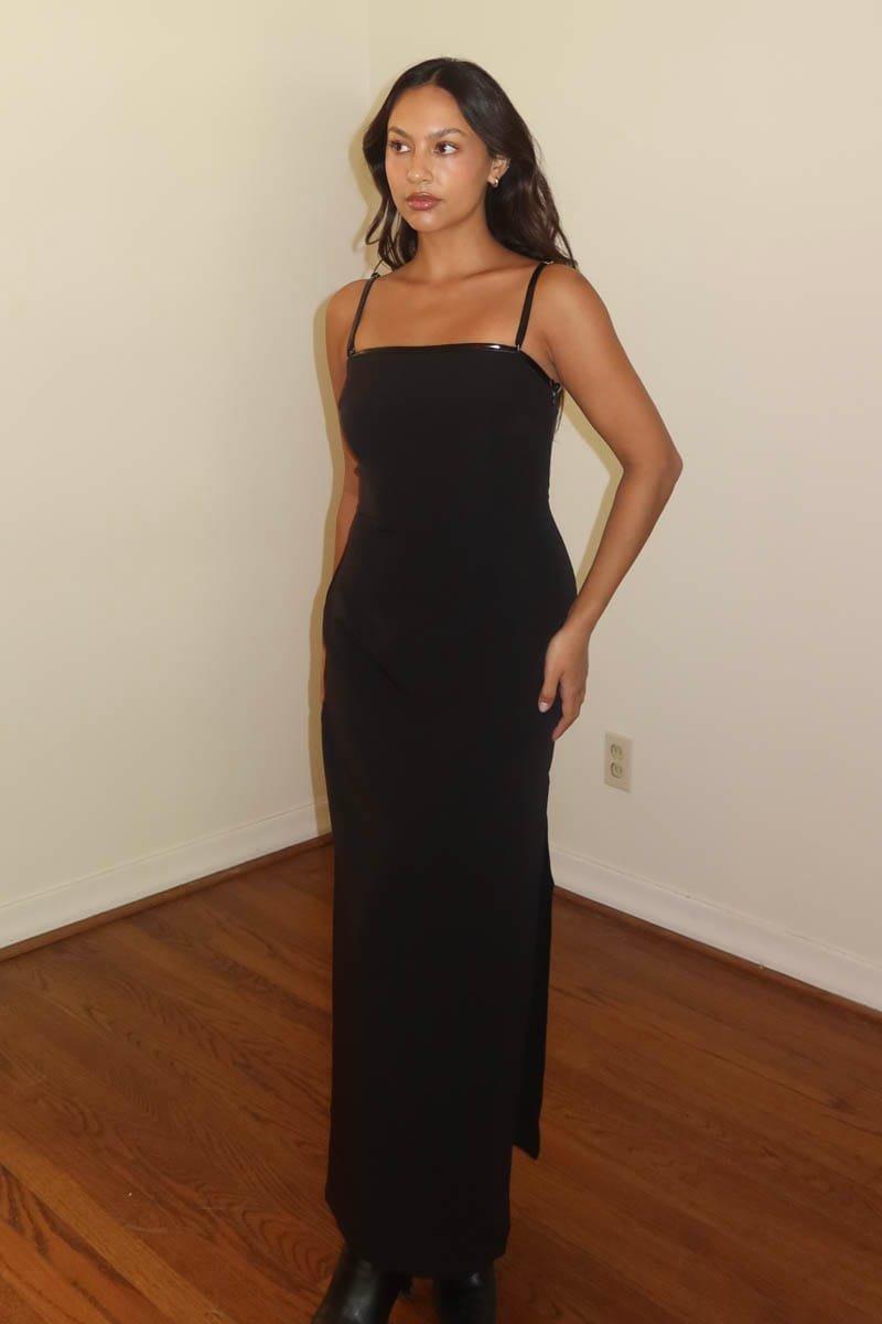 Faux Leather Belt Detail Maxi Dress (S7112D) image