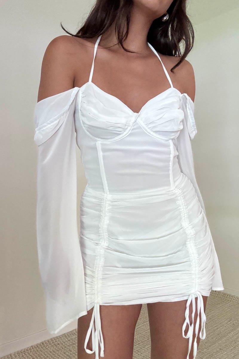 Shirring Detail Halter Mini Dress (S5410D)