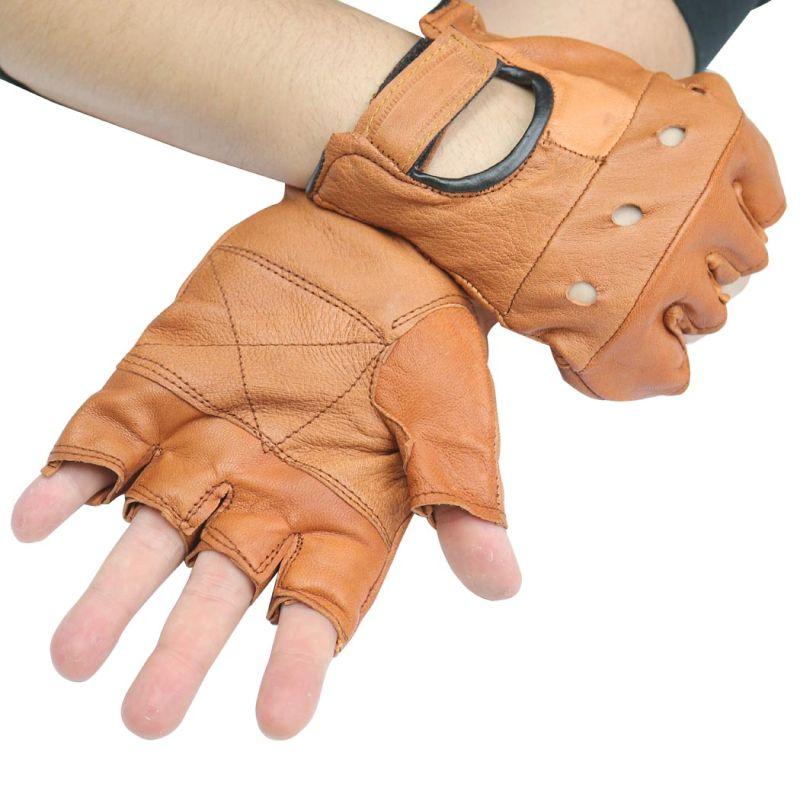 Light Brown Leather Finger Less Gloves image