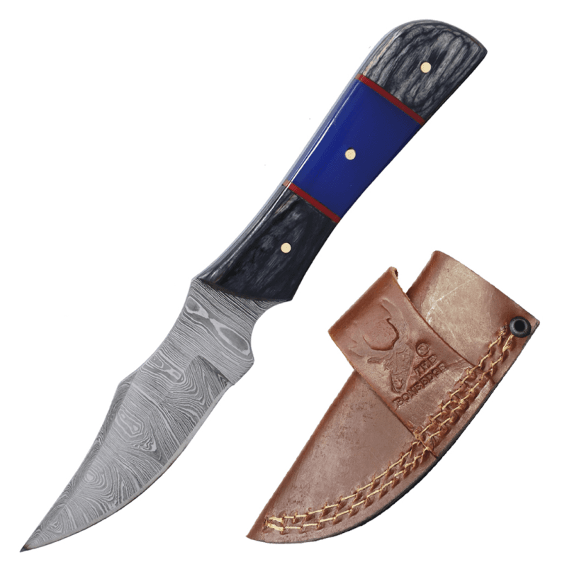 TheBoneEdge 6.5 Inch Resin Handle Damascus Blade Hunting Knife Hand Made Knife