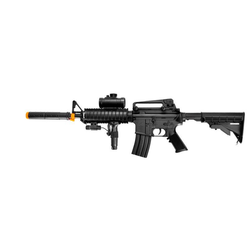SM83A2 AEG Plastic Gear M4 w/ Flashlight, Pressure Switch Laser, Red Dot Scope, Silencer