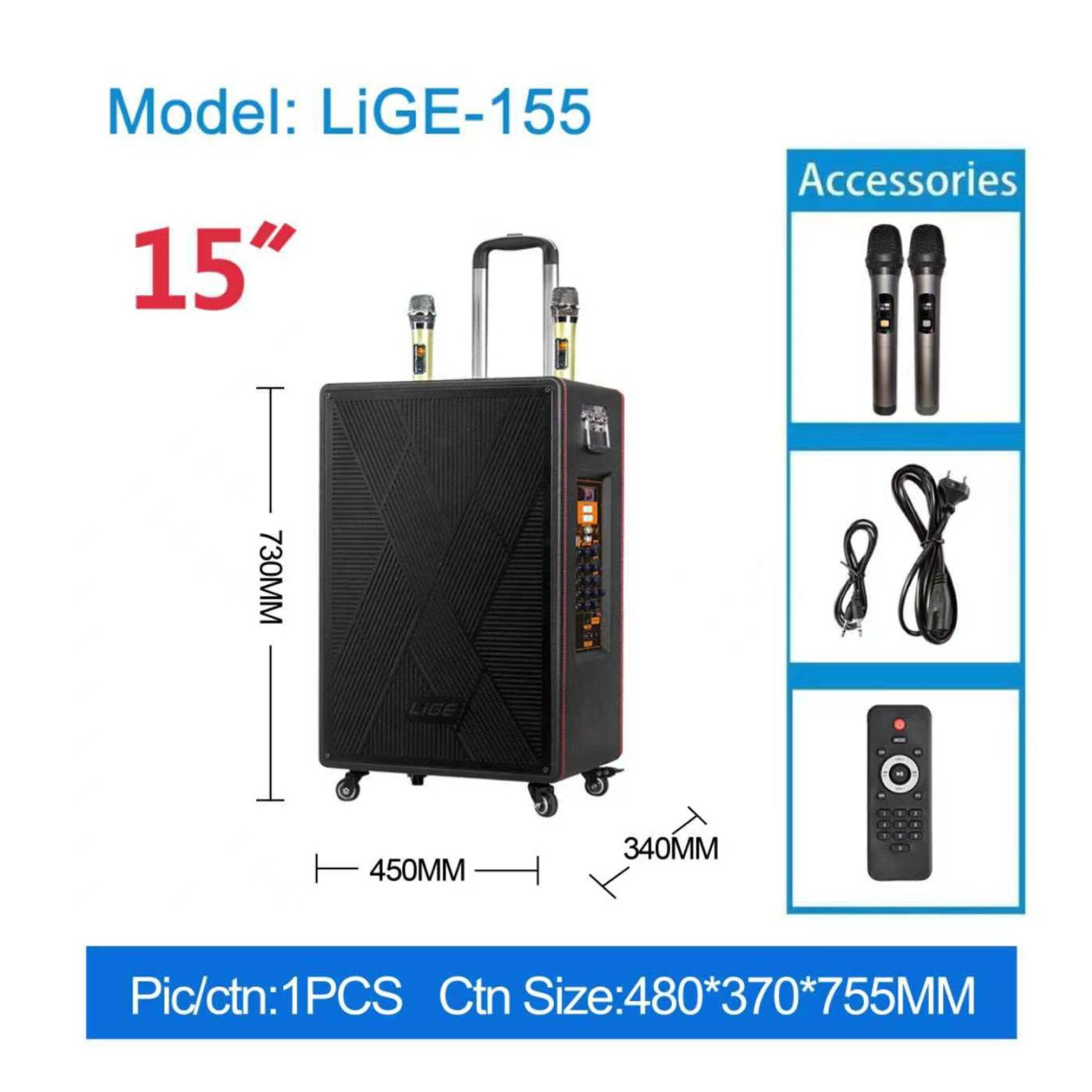 15 inch + 6.5 inch Portable Wireless Karaoko Speaker-80 Watts-Lige-155 image