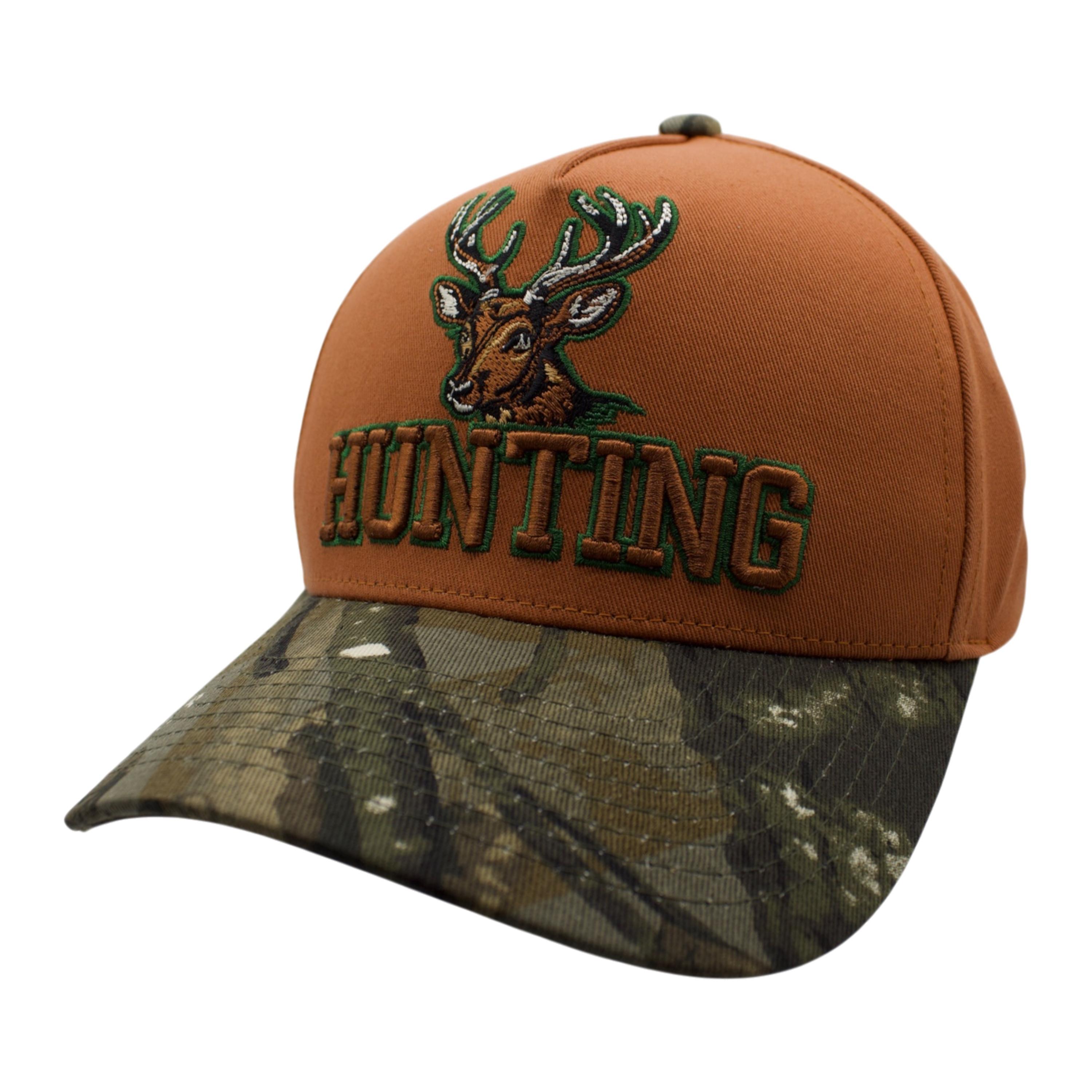 Deer Head Hunting 5-Panel Cap - Burnt Orange/Camo