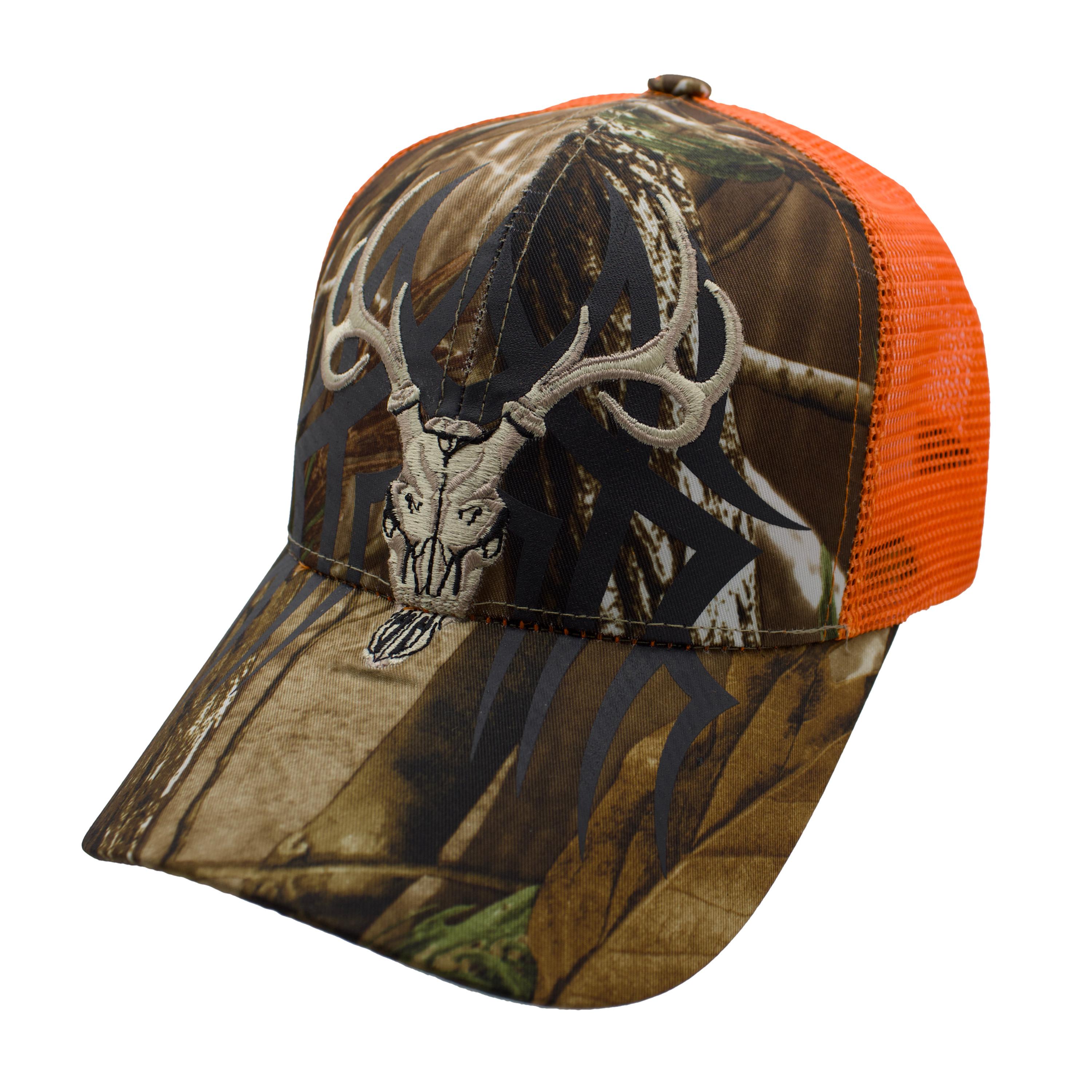 Deer Skull Trucker Hat - Hunting Camo/Neon Orange image