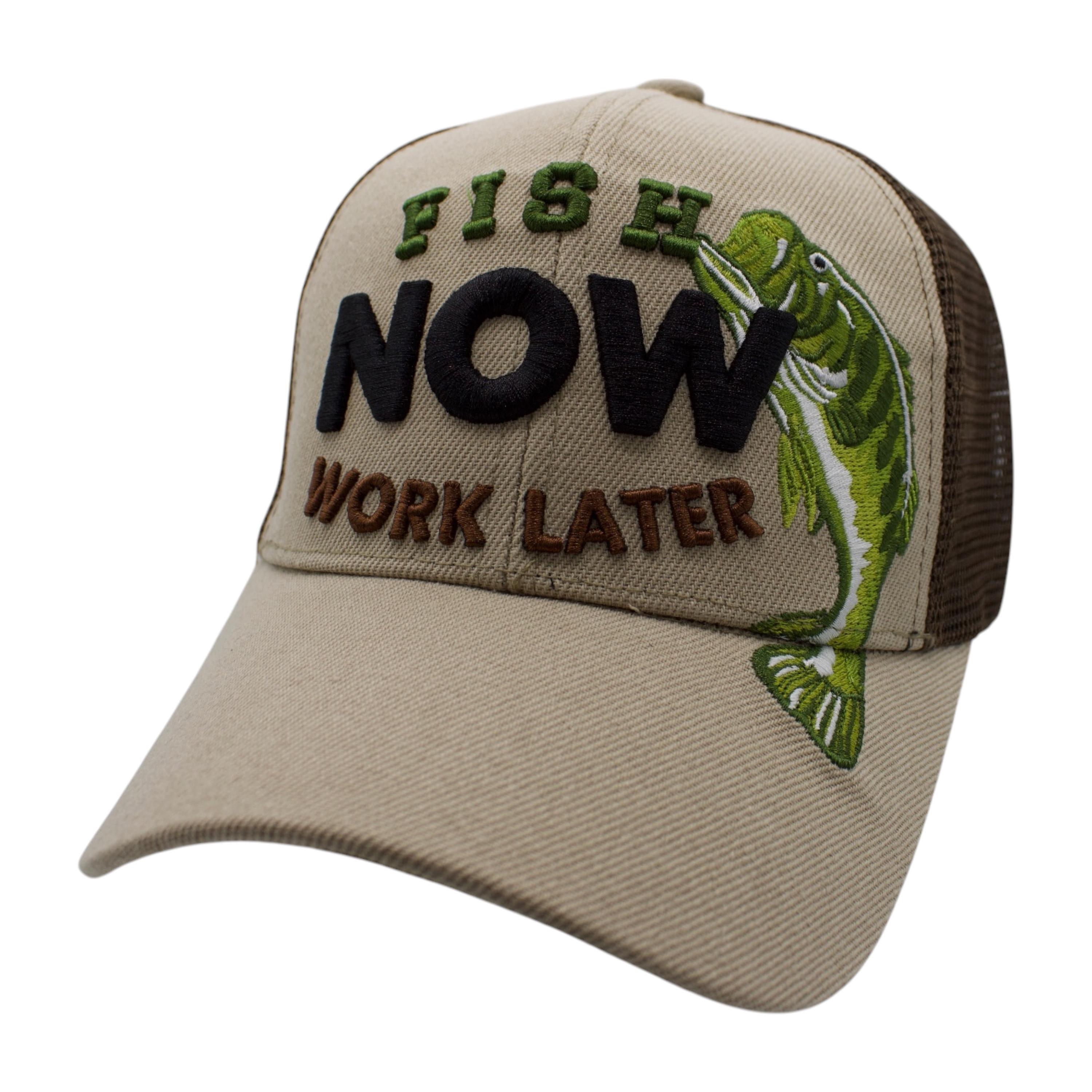 Fish Now Work Later Trucker Hat - Khaki/Brown image