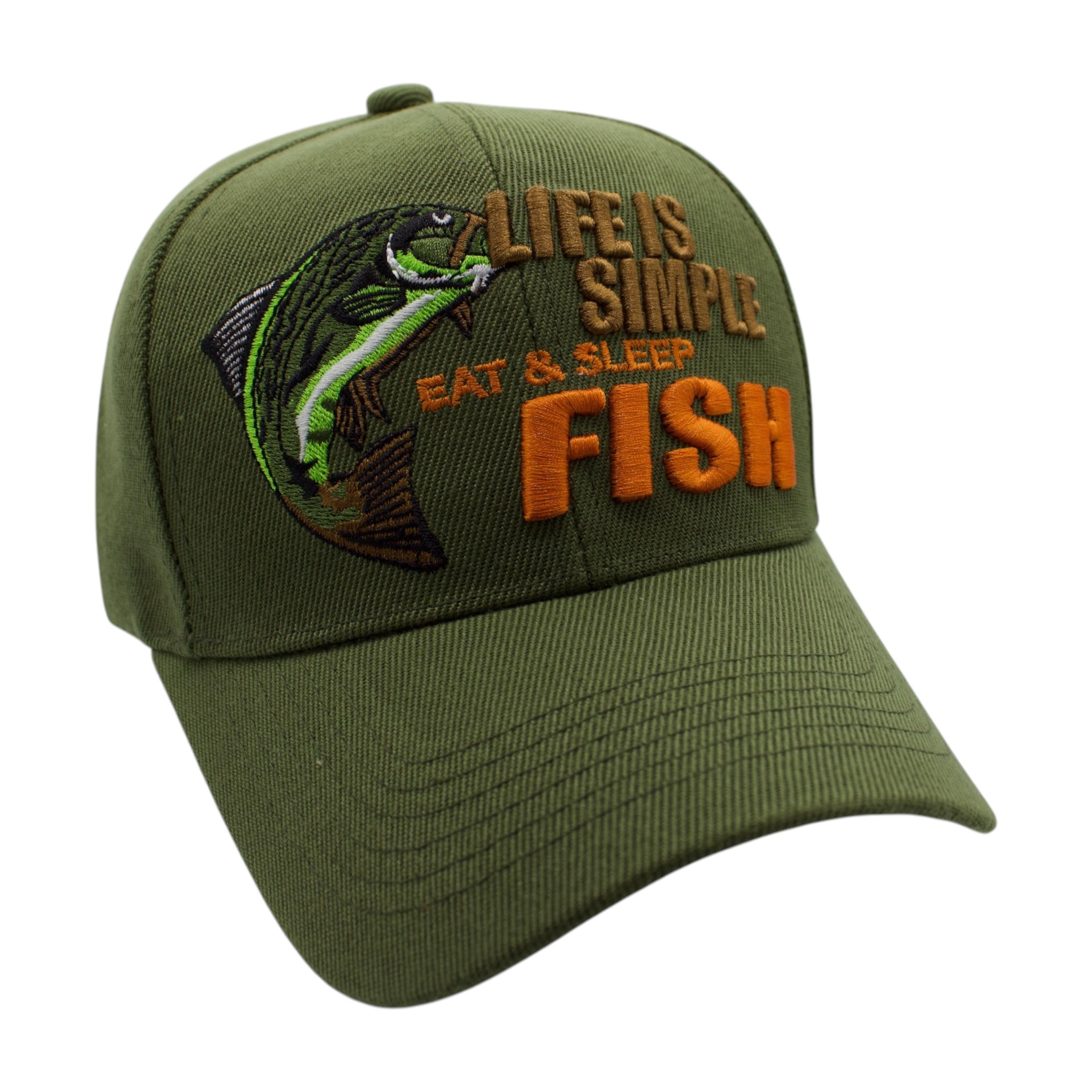 Life is Simple Eat and Sleep Fish Cap - Olive Green image