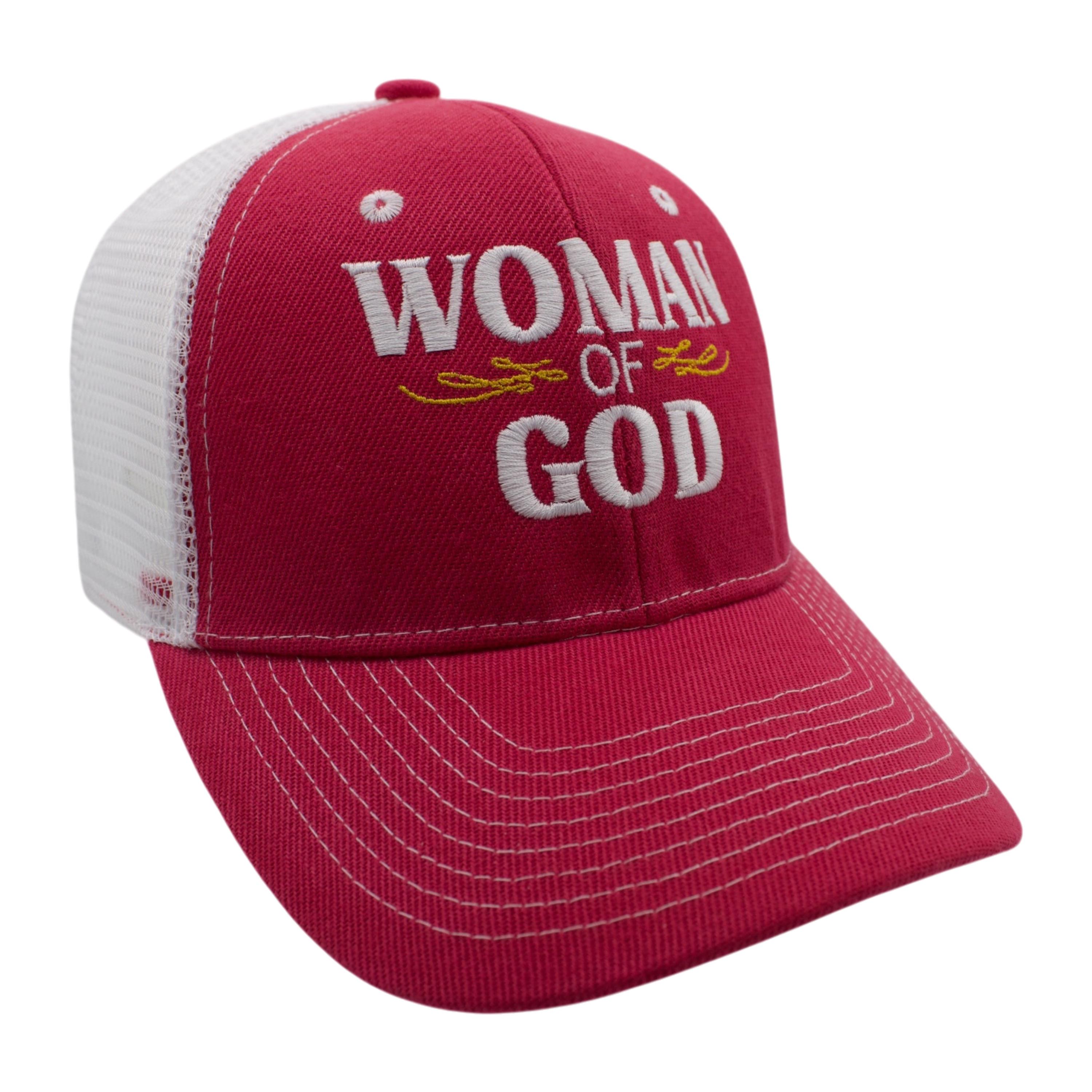 Woman of God (White) Trucker Hat - Hot Pink/White image