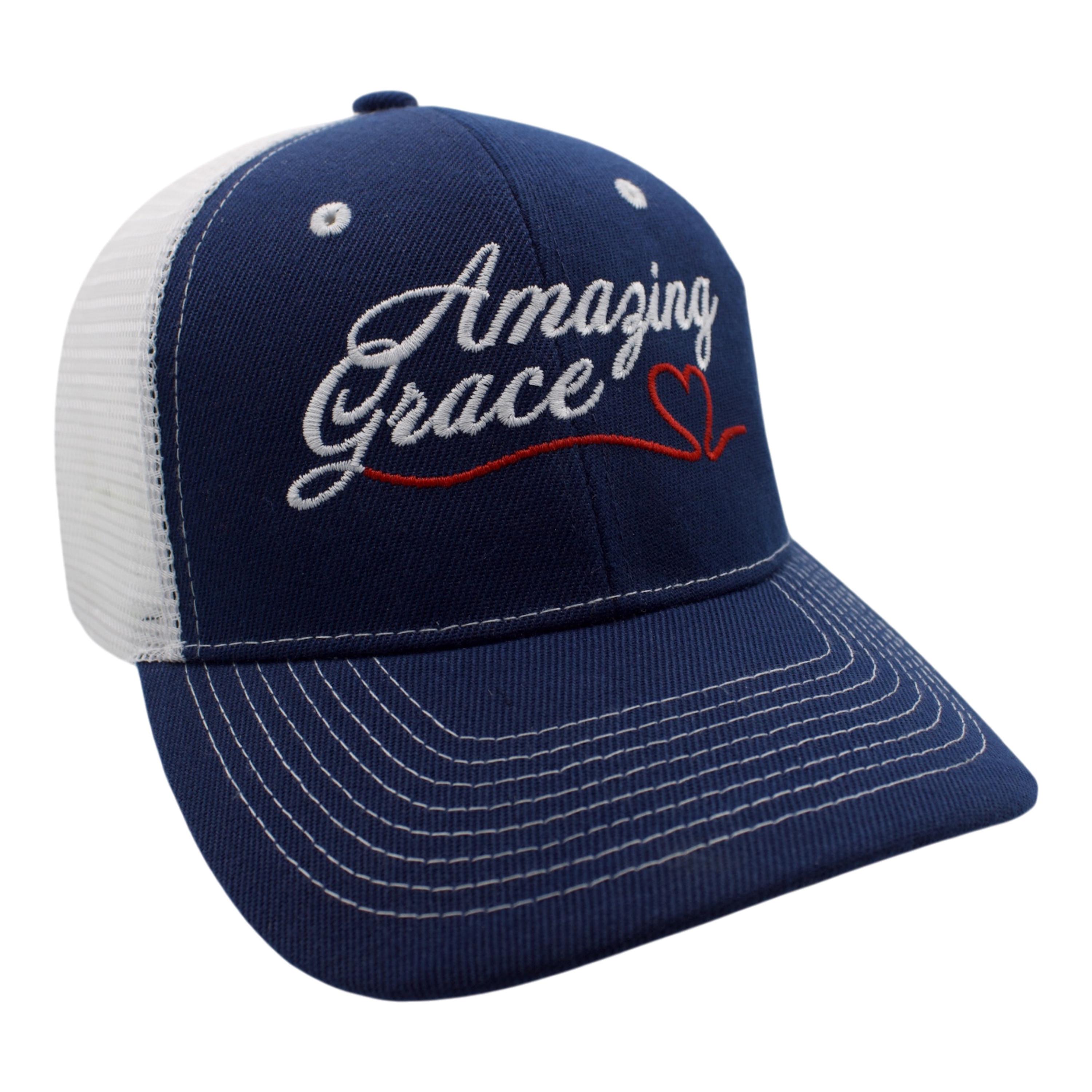 Amazing Grace Trucker Hat - Navy Blue/White