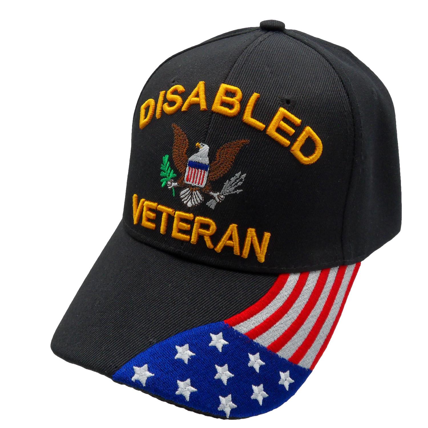 Disabled Veteran Eagle Seal w/ Flag Cap - Black image