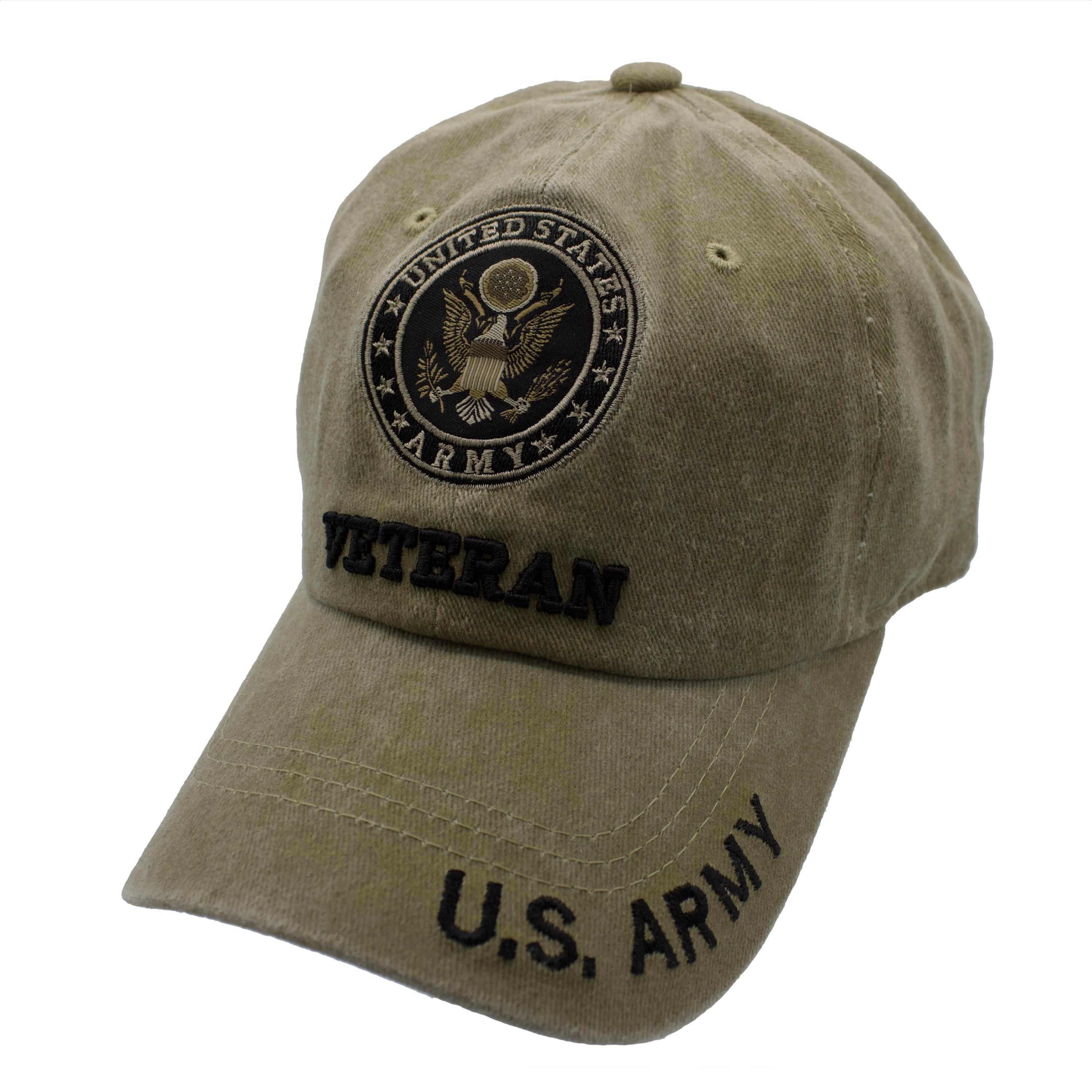 Army Emblem Veteran Stone Washed Cap - Khaki