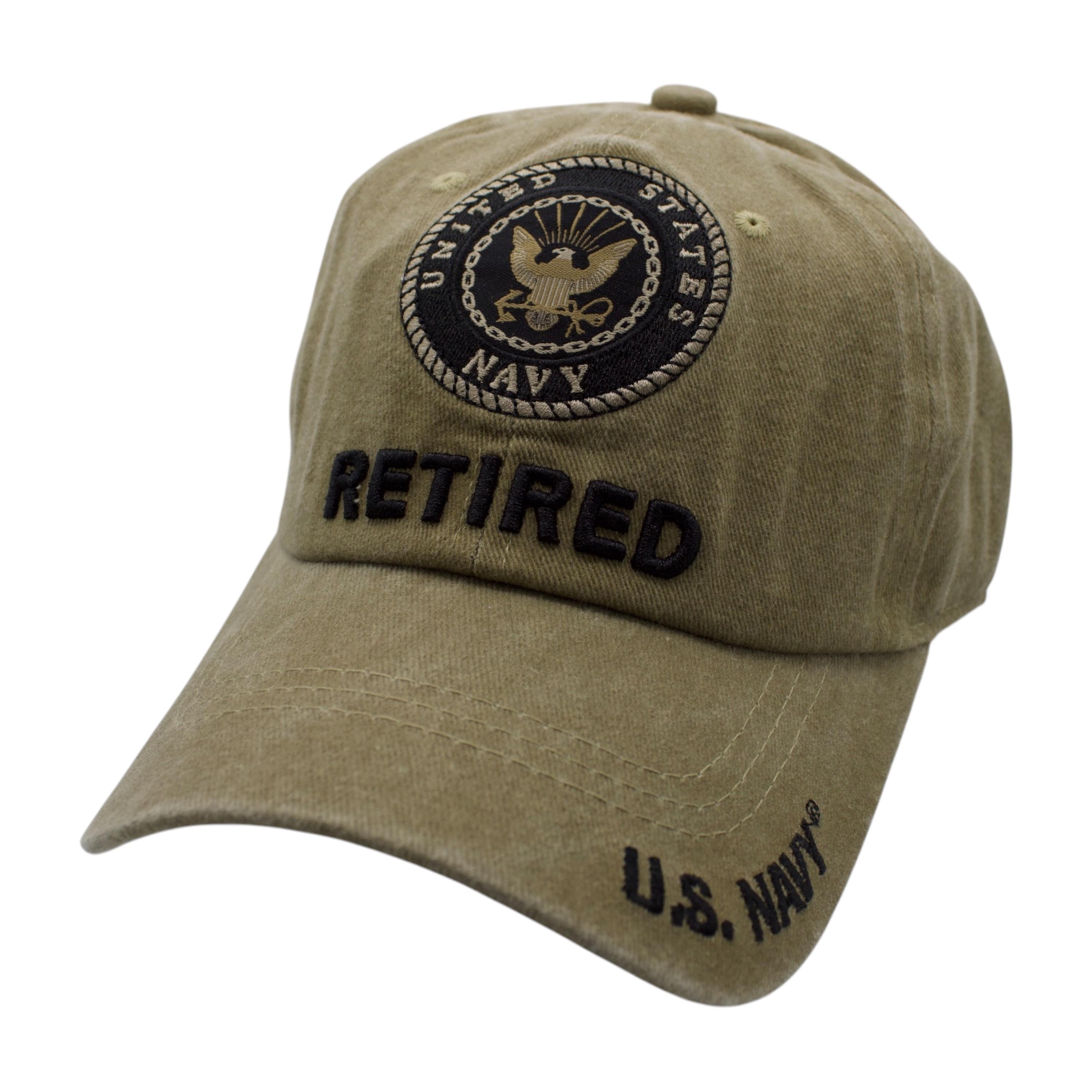 Navy Emblem Retired Stone Washed Cap - Khaki image