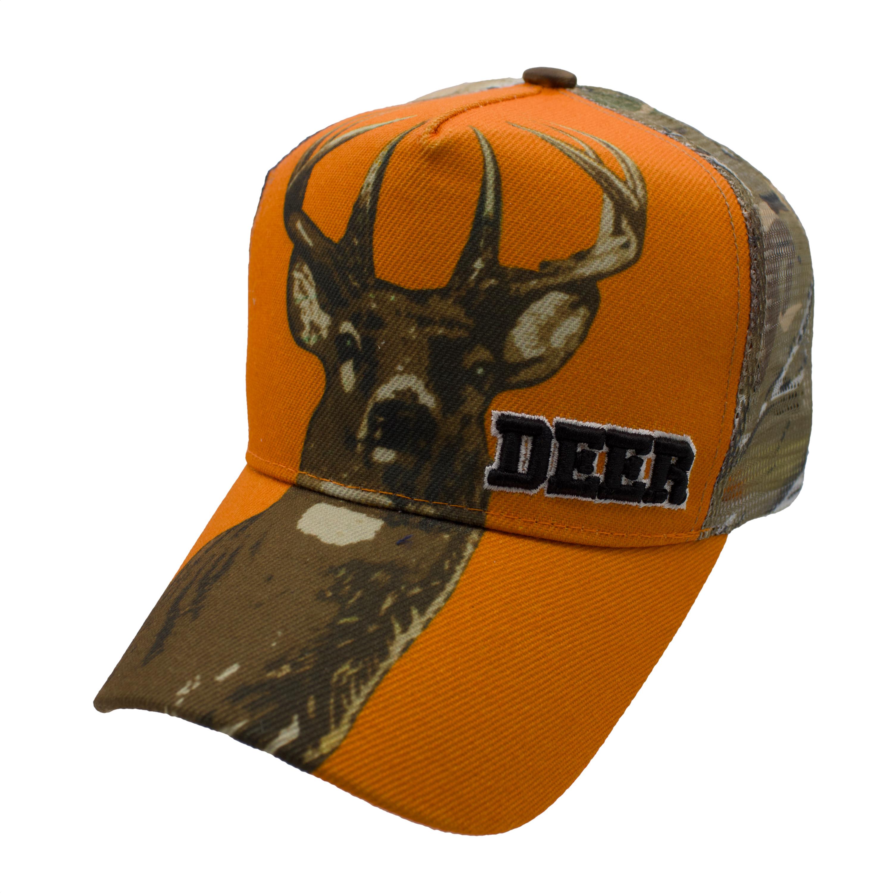 Big Deer 5-Panel Trucker Hat - Neon Orange/Hunting Camo