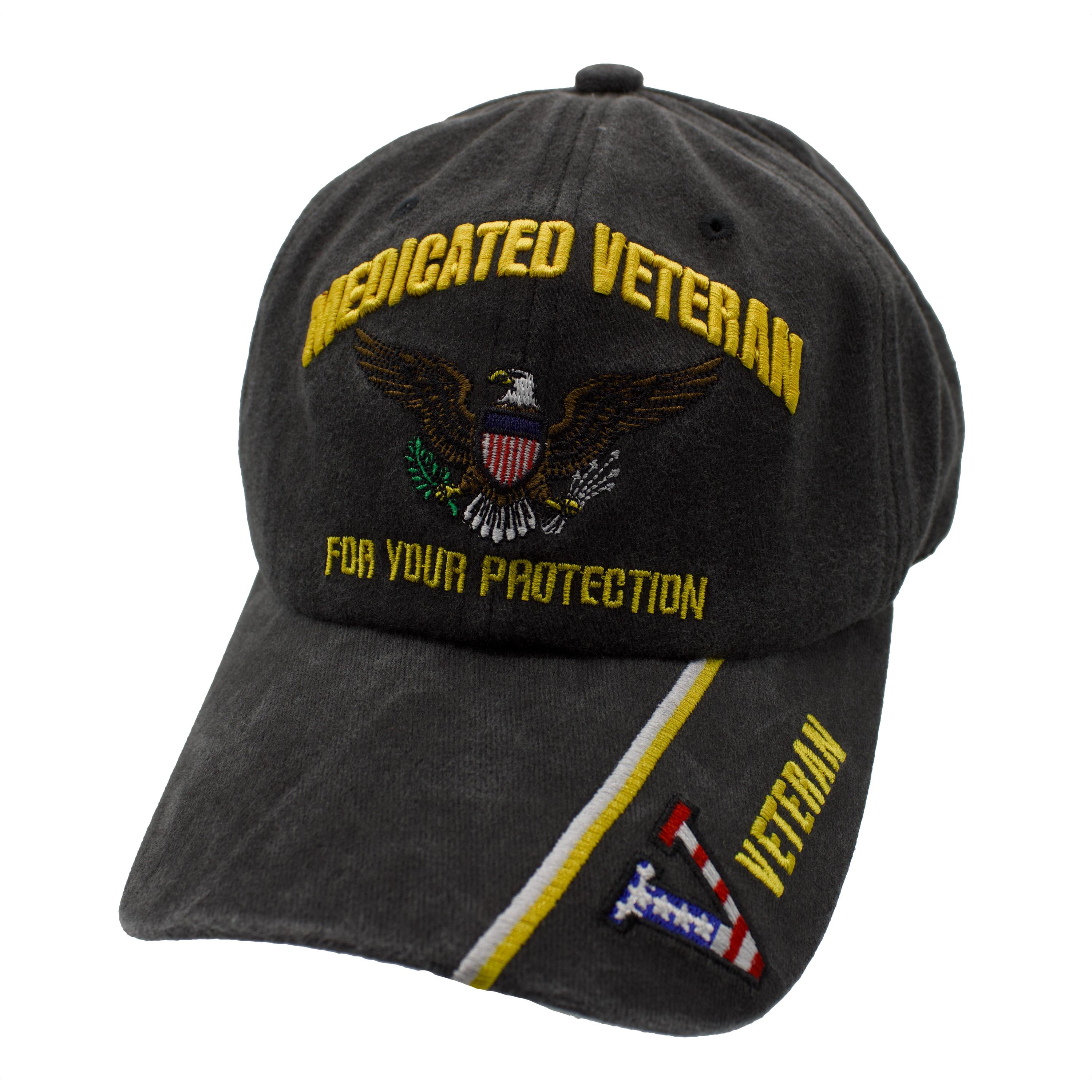 Medicated Veteran Eagle w/ V Stone Washed Cap - Black image