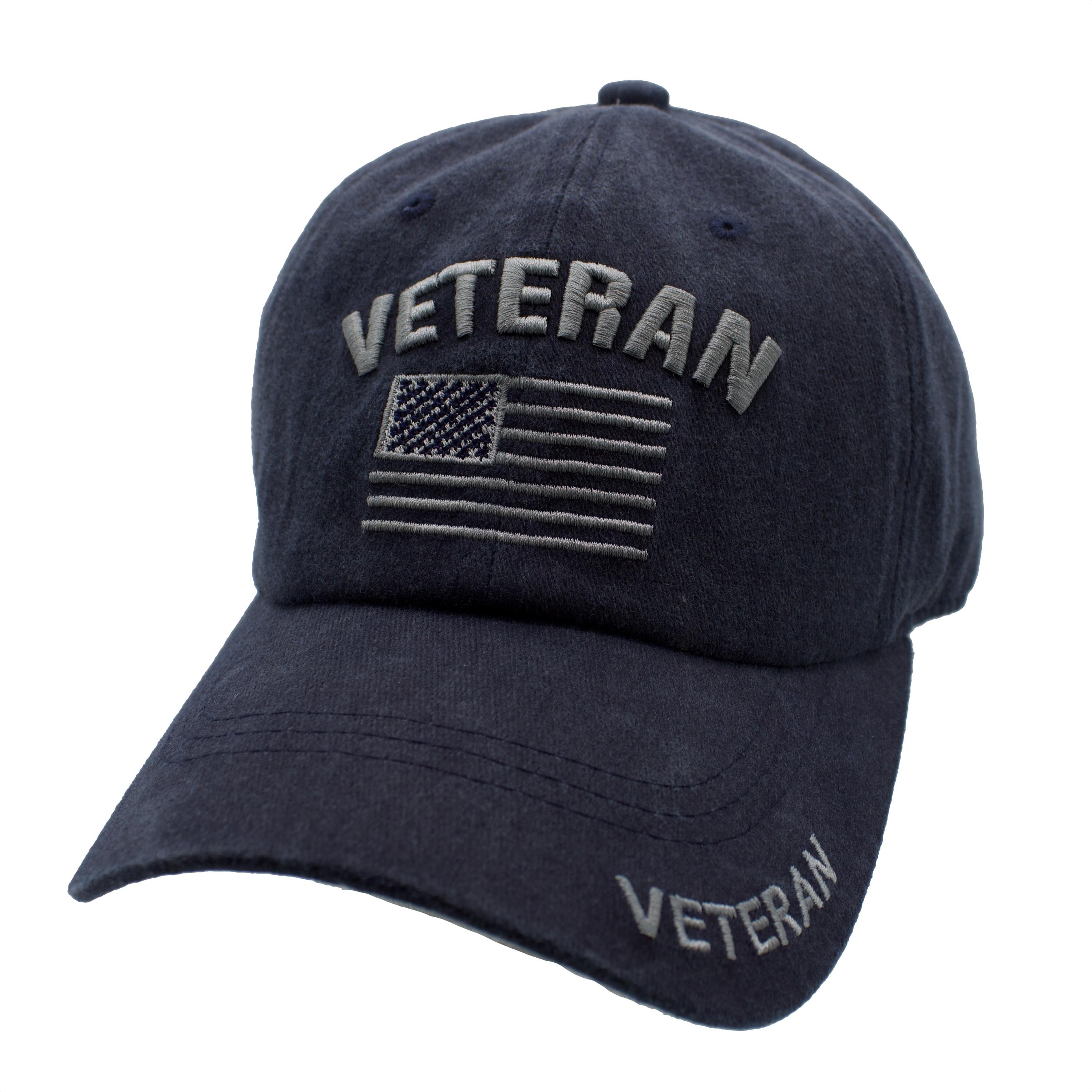 Veteran American Flag Stone Washed Cap - Navy Blue image