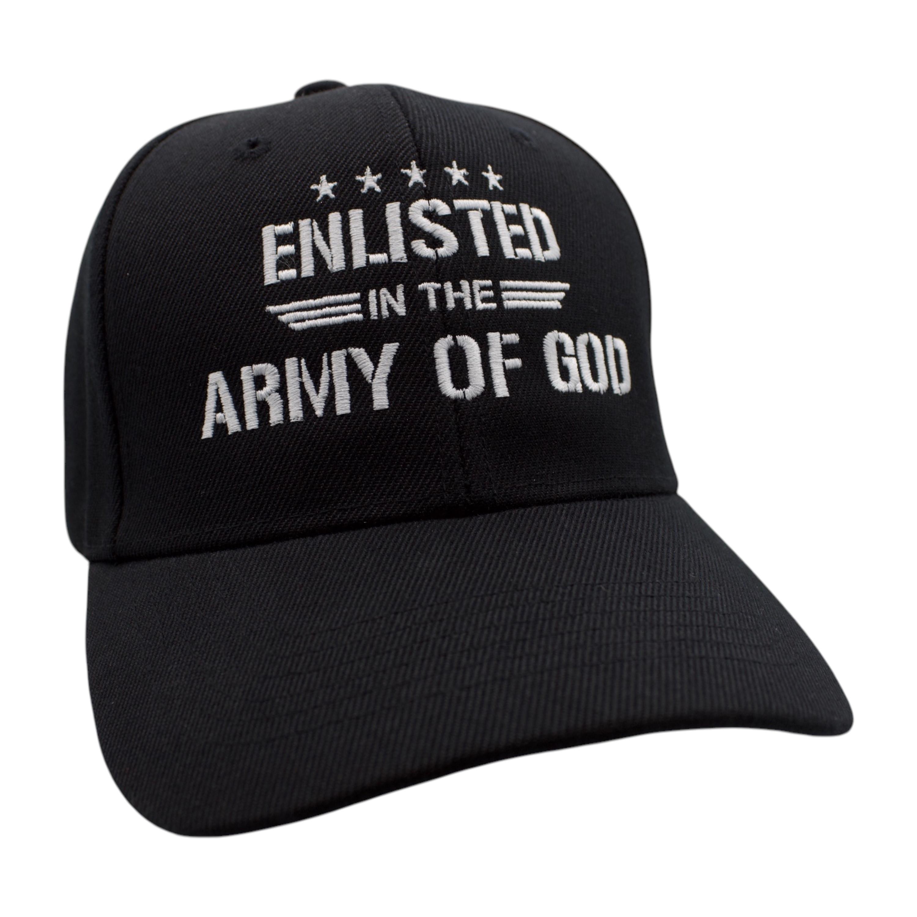 Enlisted in the Army of God (White) Cap - Black image