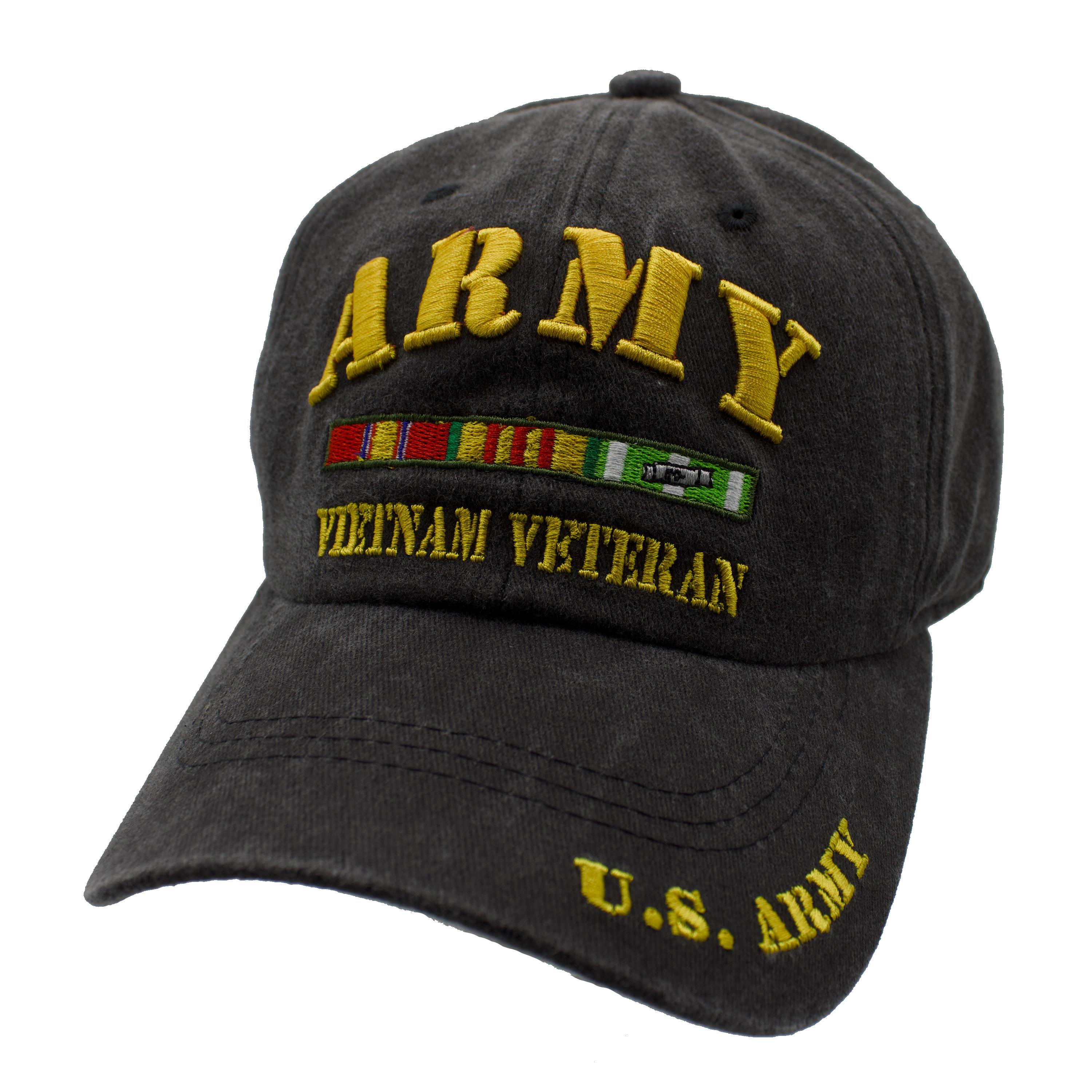 Army Vietnam Veteran Arch Stone Washed Cap - Black