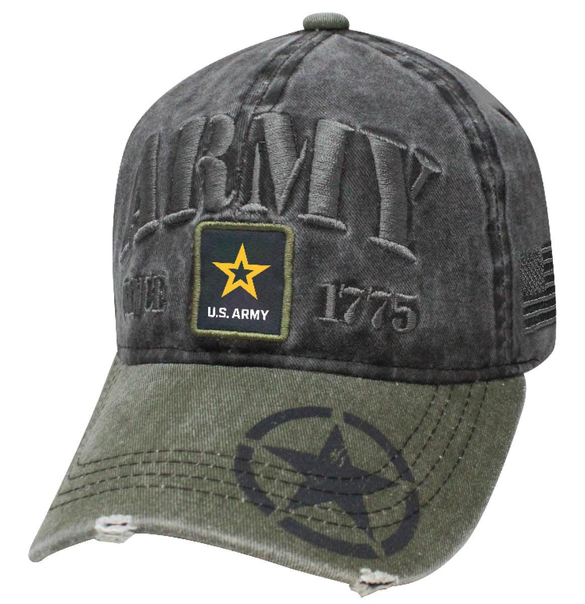 Army Retro Zero Dark Stone Washed Cap - Black/Olive Green