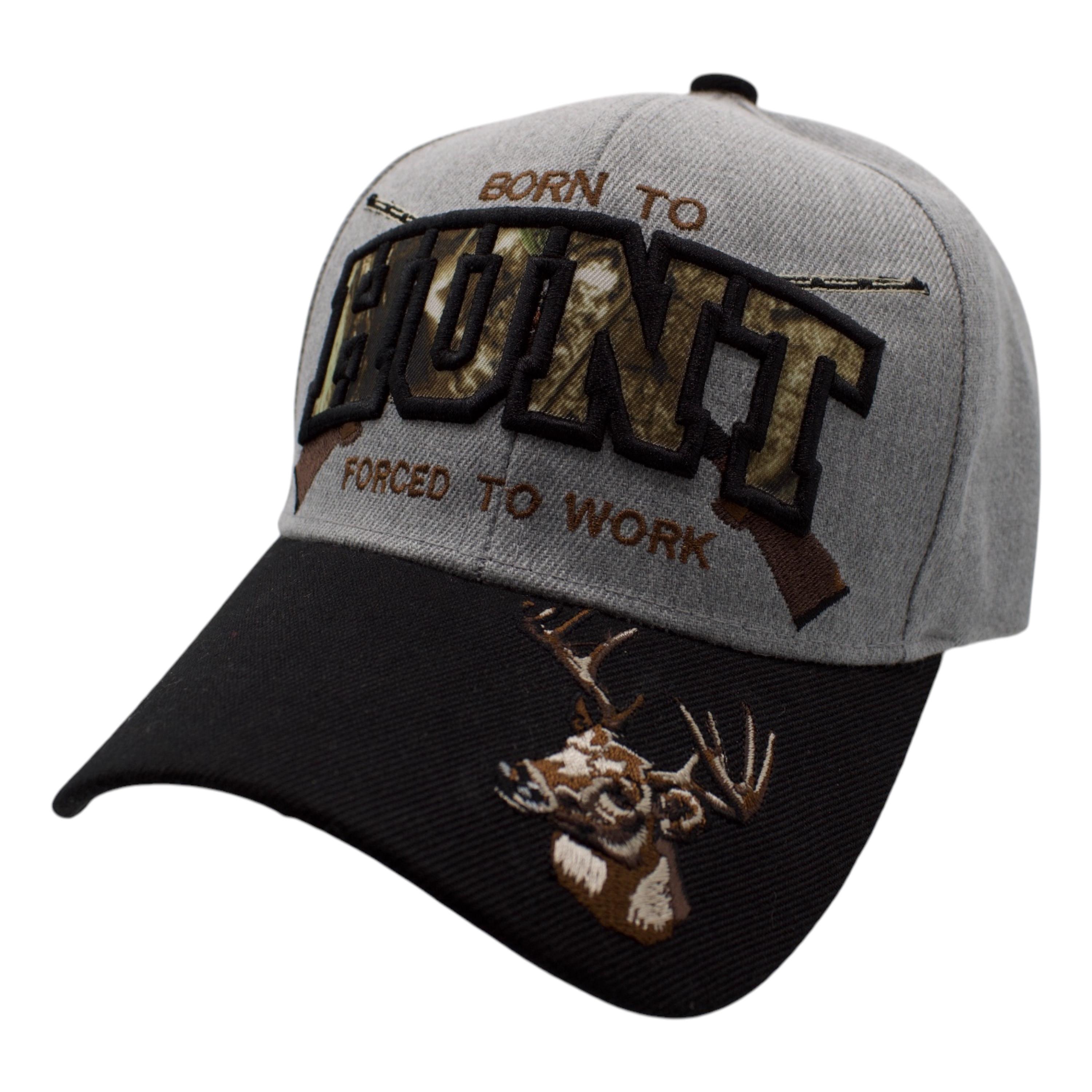 Born to Hunt Forced to Work Cap - Heather Gray/Black image