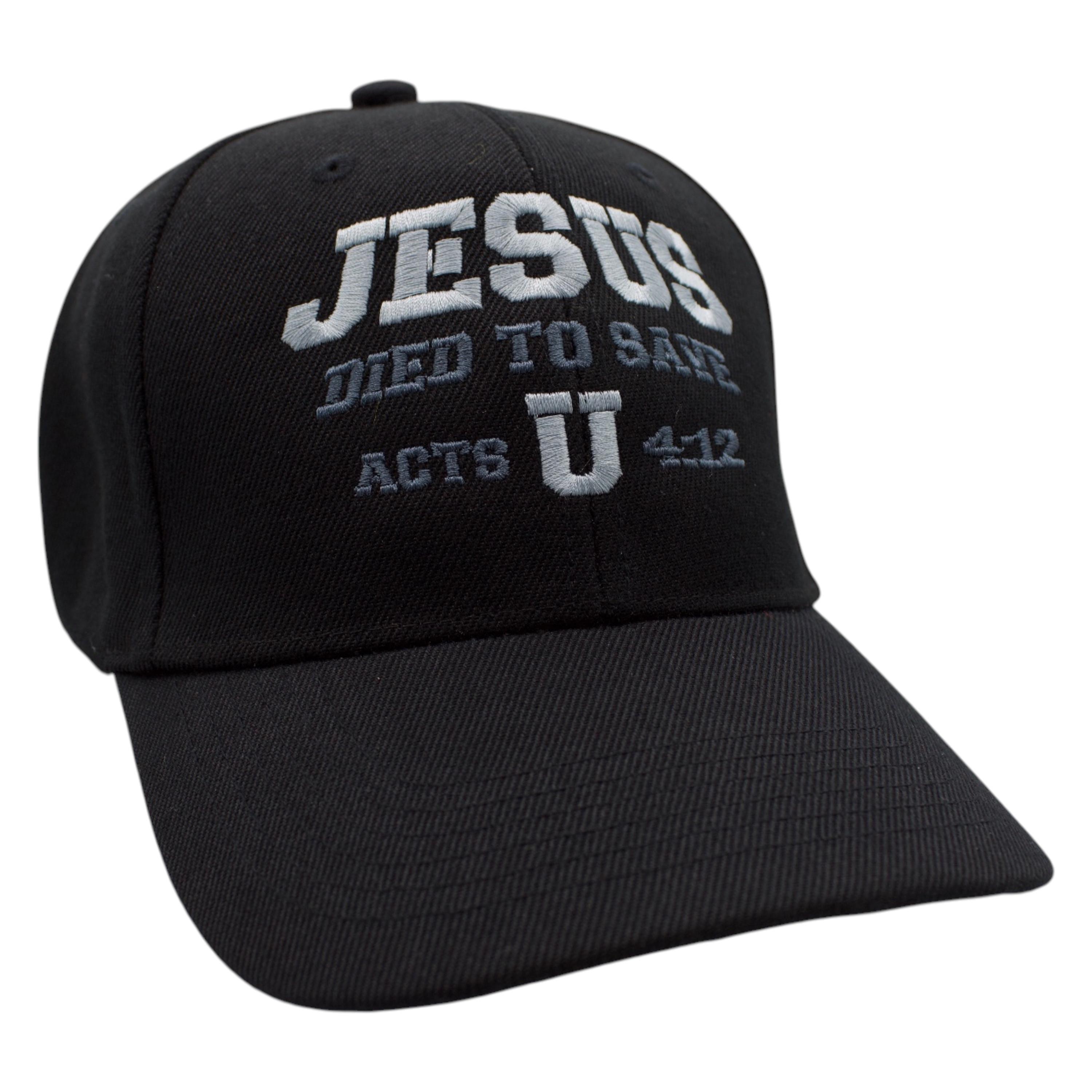 Jesus Died To Save U (Gray Monotone) Cap - Black image