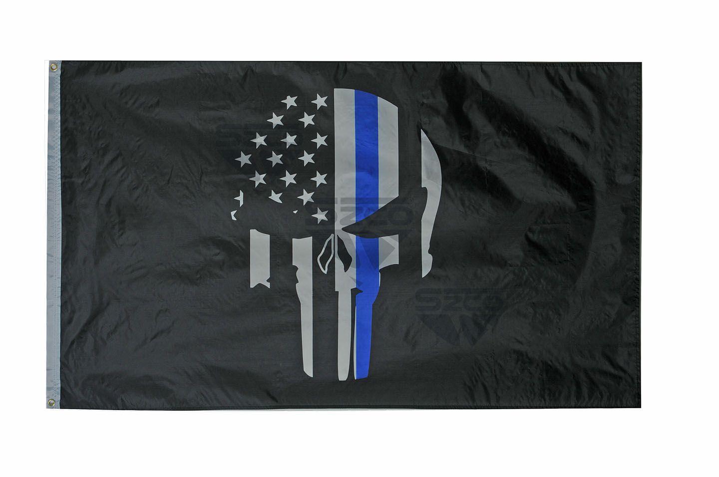 3X5 Thin Blue Line Skul image