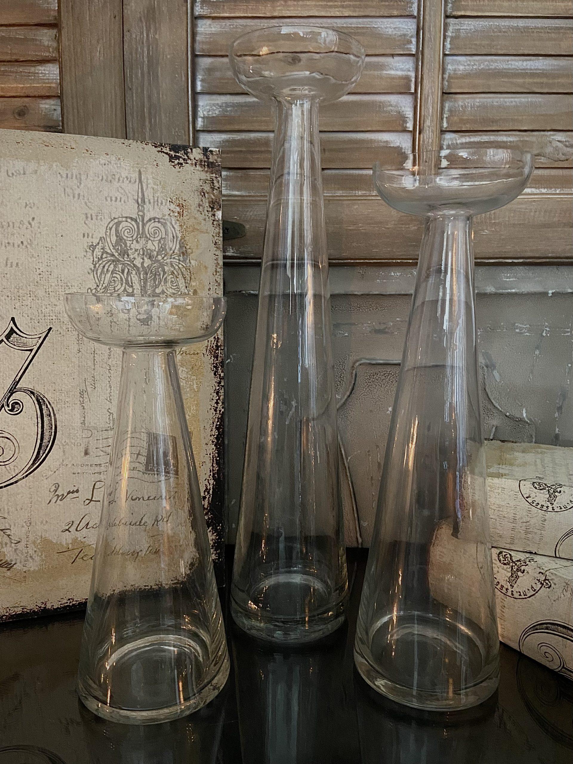 S/3 GLASS CANDLESTICKS 15", 12", 9"H image
