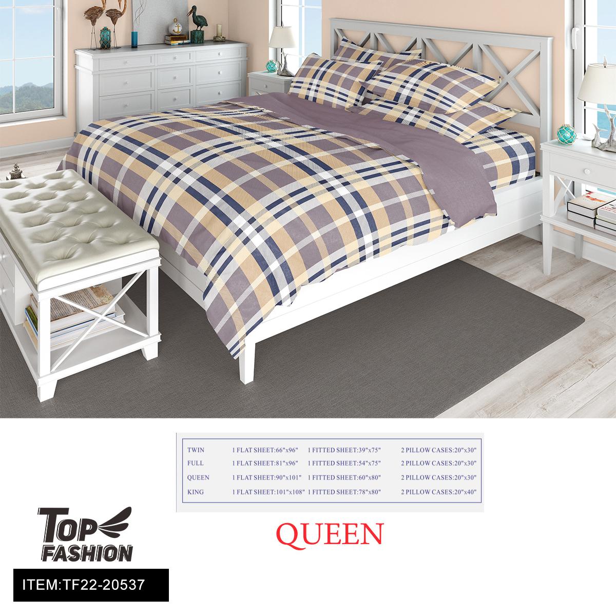 60G QUEEN SIZE PRINTED FABRIC 4-PIECE SET 8PC/CS (TF22-20537)