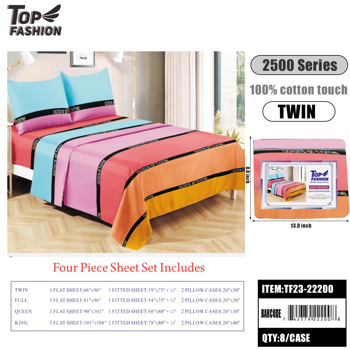 80G TWIN SIZE COLORFUL THREE-PIECE BED SHEET SET 8PC/CS image