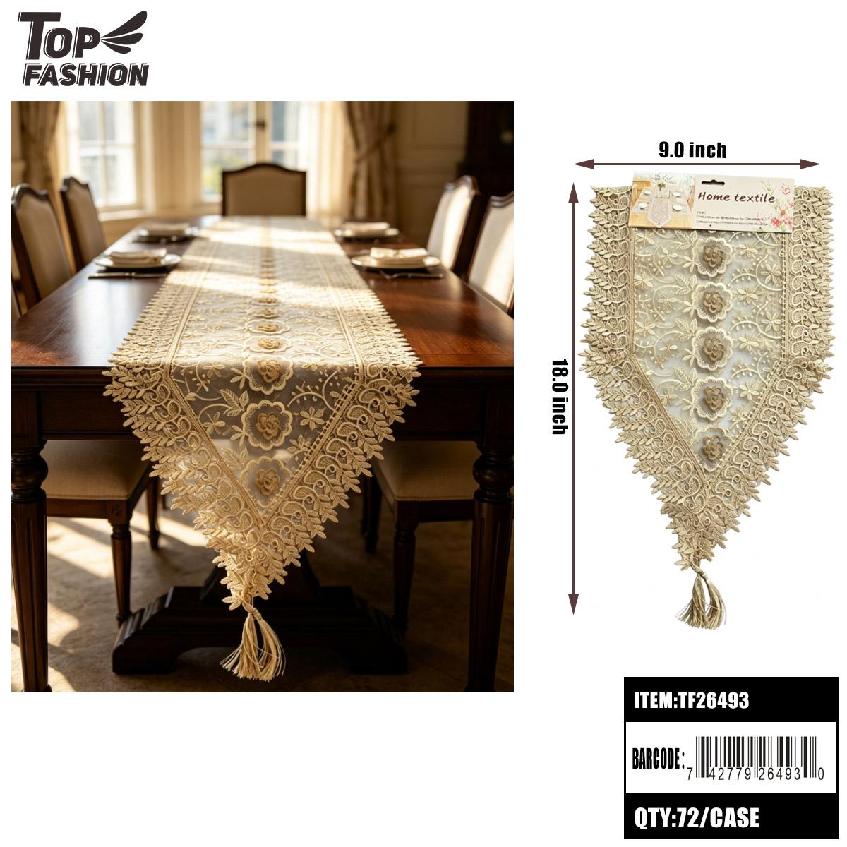 LUXURY EMBROIDERED LACE TABLE RUNNER 12PC/6BG/72PC/CS image