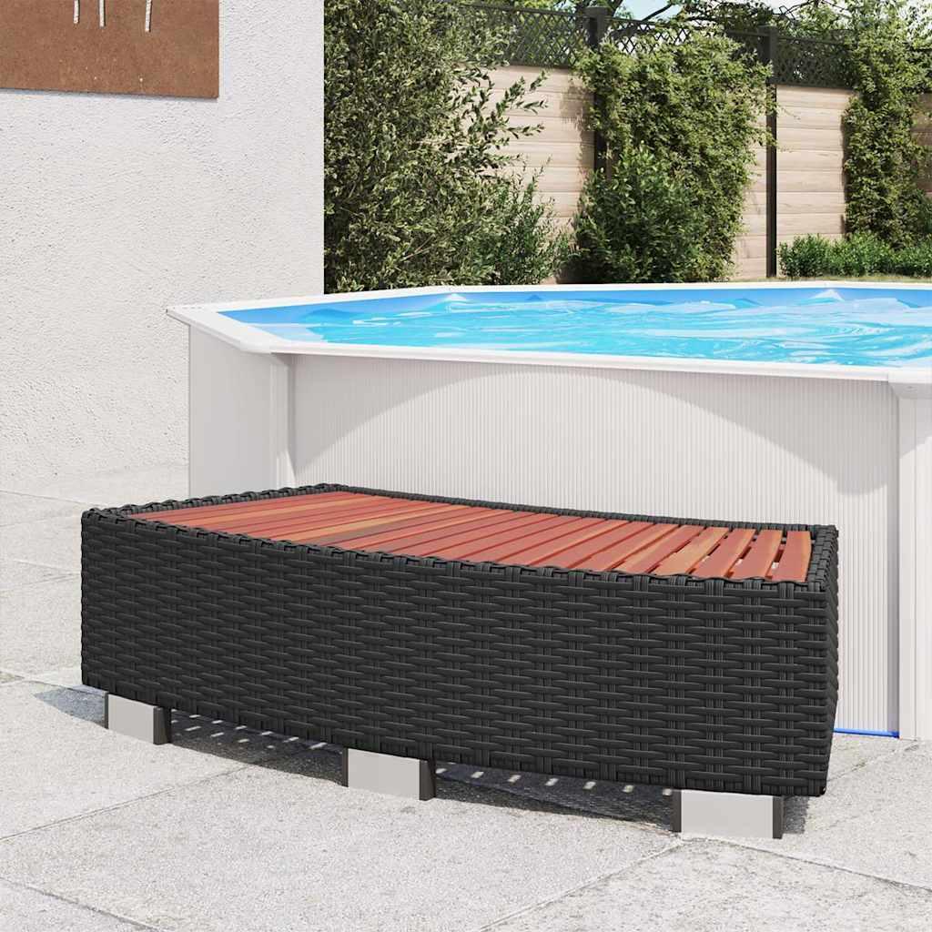 vidaXL Spa Step Poly Rattan 36.2"x17.7"x9.8" Black image