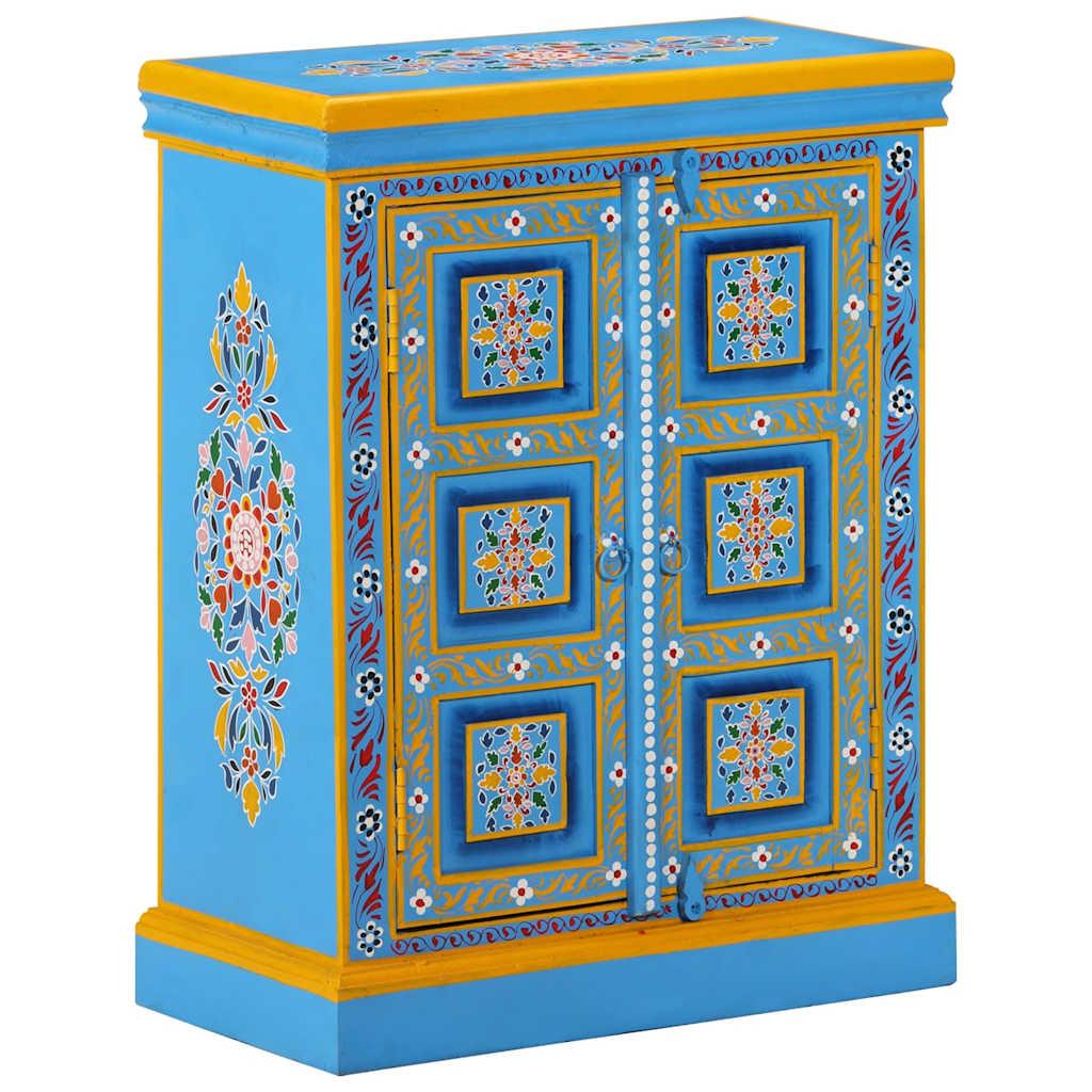 vidaXL Sideboard Solid Mango Wood Turquoise Hand Painted image