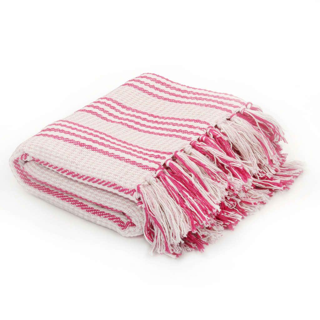 vidaXL Throw Pink and White 100% Cotton 49.2 x 59.1 in Decorative Inlays image