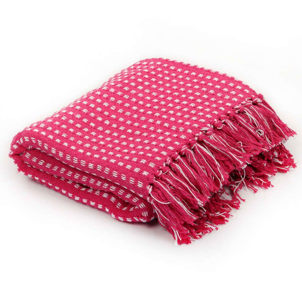 vidaXL Throw Cotton Squares 63.0x82.7" Pink image