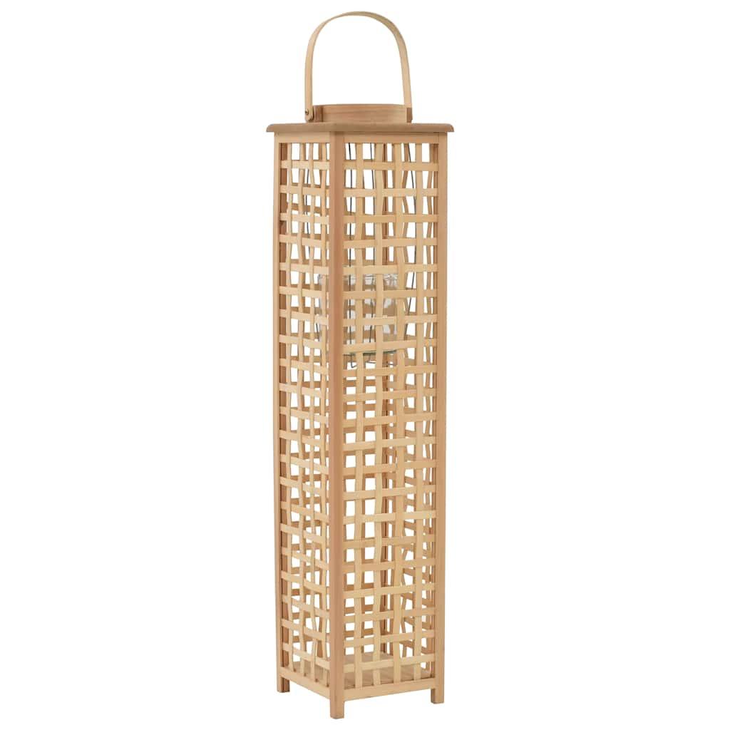 vidaXL Candle Holder Natural Bamboo, Glass Medium Portable image