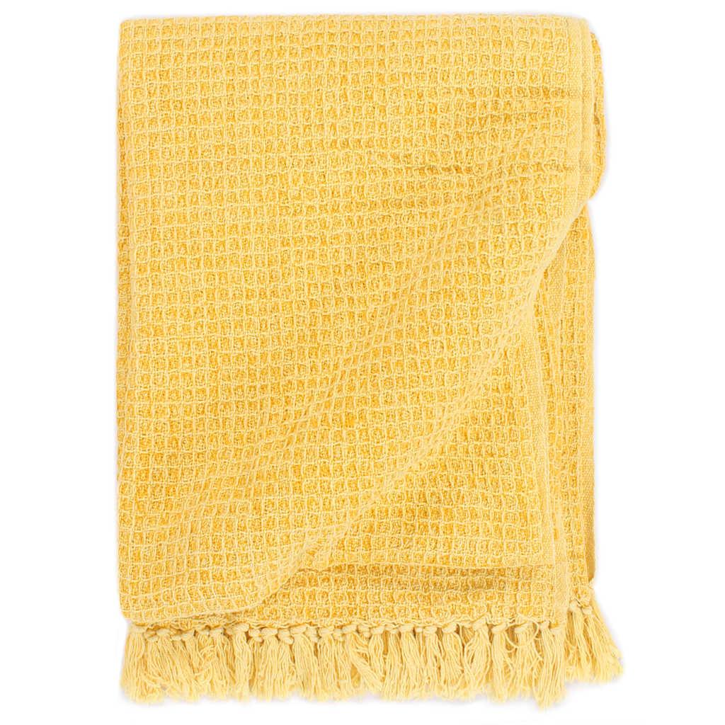 vidaXL Throw Cotton 63.0x82.7" Mustard Yellow image