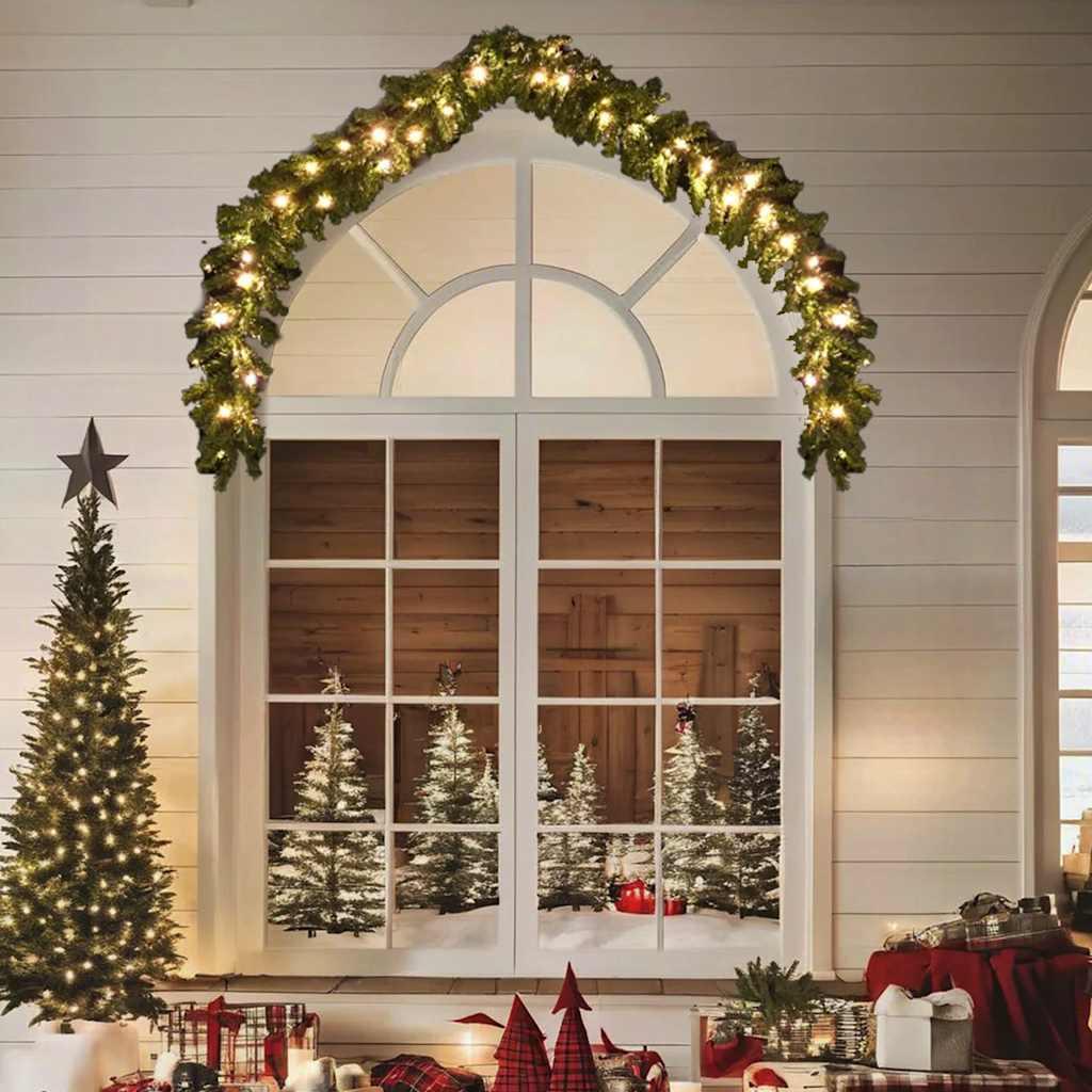vidaXL Christmas Garland with LED Lights 16 ft image