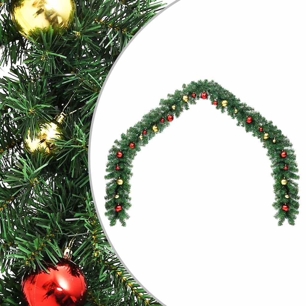 vidaXL Christmas Garland Decorated with Baubles 16 ft image