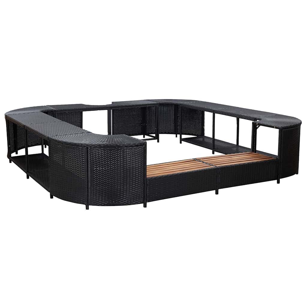 vidaXL Square Spa Surround Black 105.5"x105.5"x21.7" Poly Rattan image