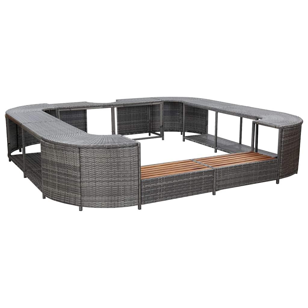 vidaXL Square Spa Surround Gray 105.5"x105.5" x 21.7" Poly Rattan image