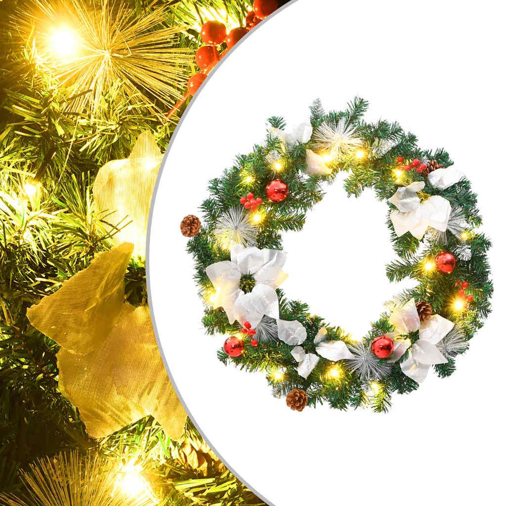 vidaXL Christmas Wreath with LED Lights Green 23.6" PVC image