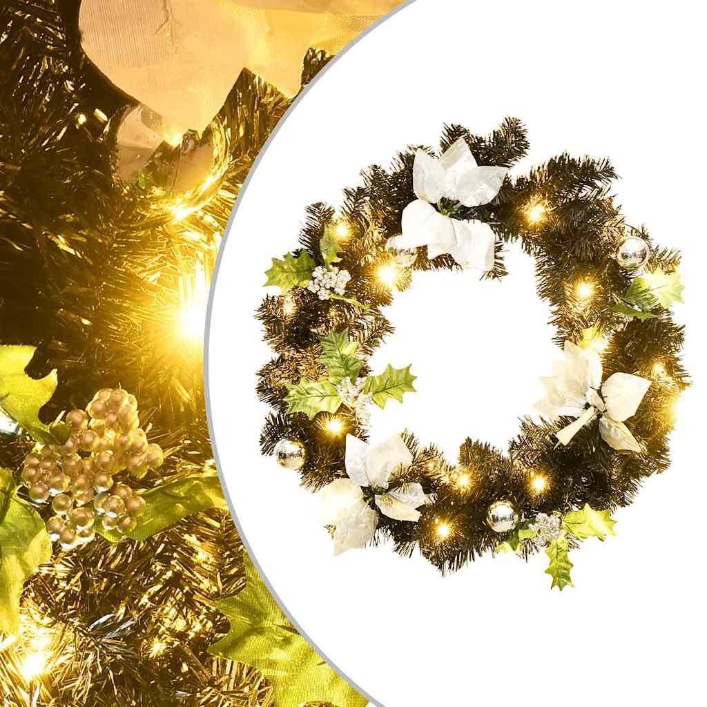 vidaXL Christmas Wreath with LED Lights Black 23.6" PVC image