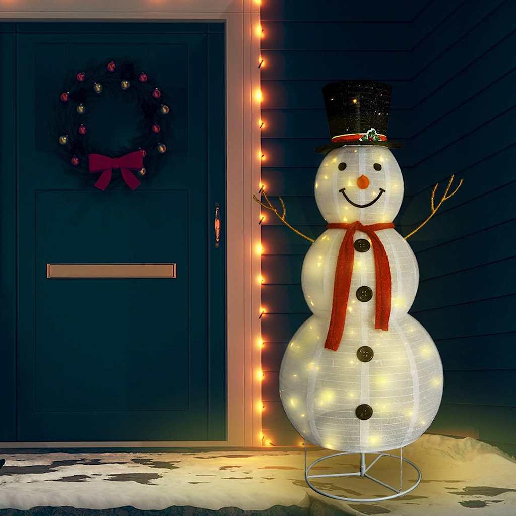 vidaXL Decorative Christmas Snowman Figure LED Luxury Fabric 6 ft image